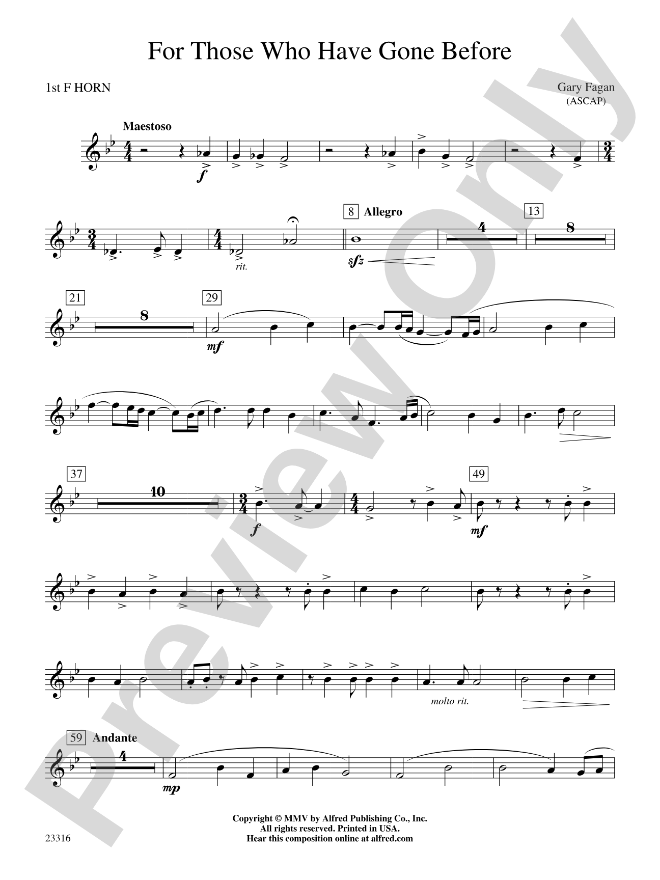 For Those Who Have Gone Before: 1st F Horn