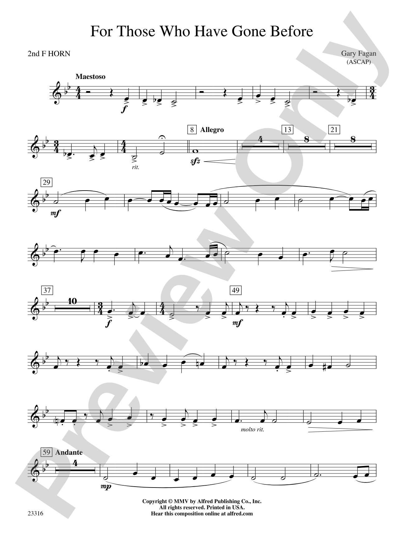 For Those Who Have Gone Before: 2nd F Horn
