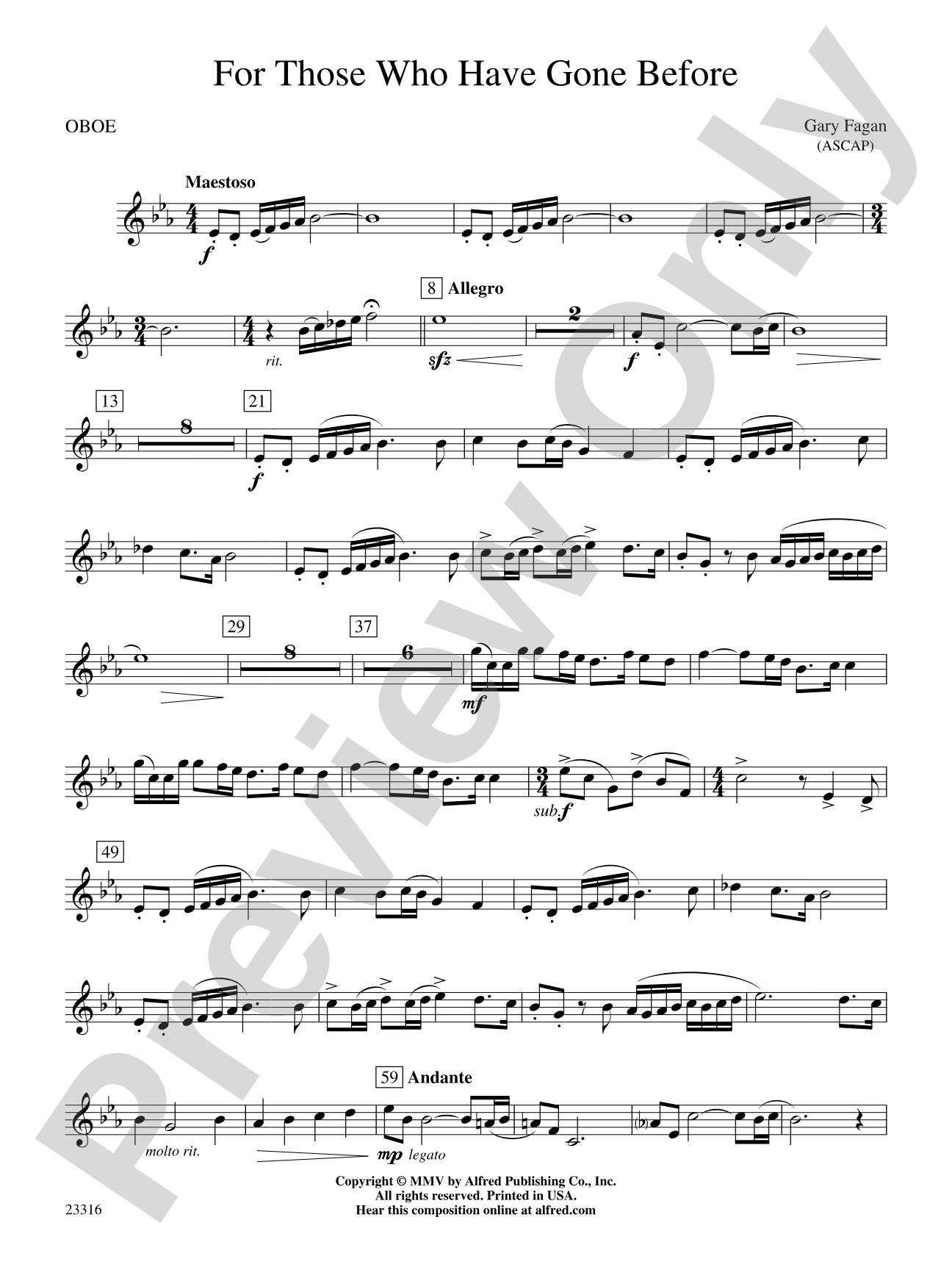 For Those Who Have Gone Before: Oboe