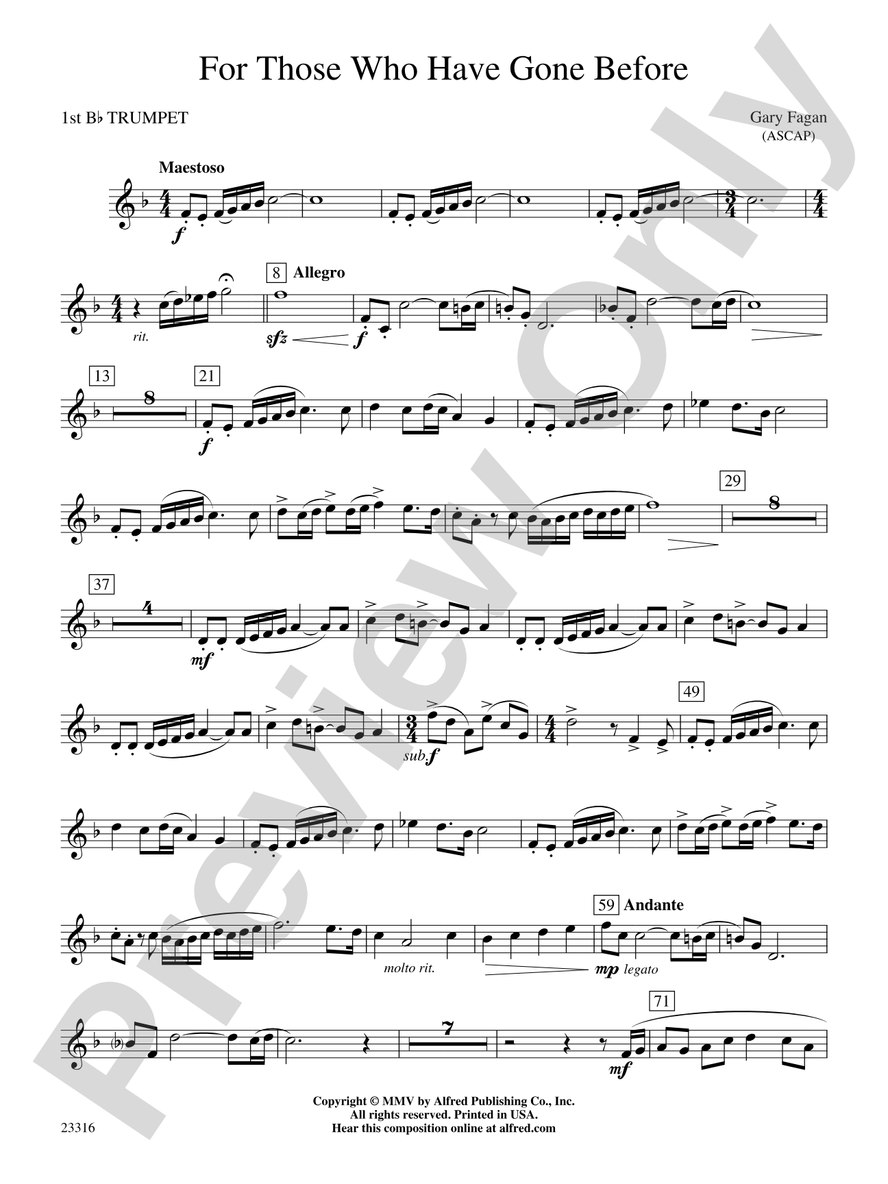For Those Who Have Gone Before: 1st B-flat Trumpet
