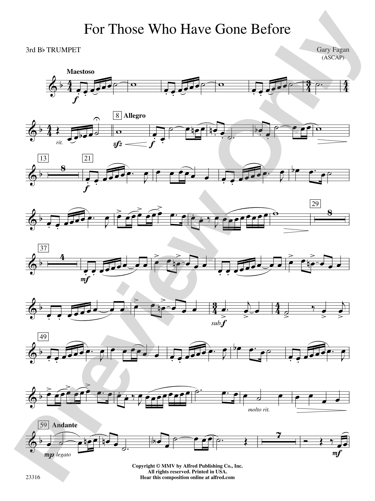 For Those Who Have Gone Before: 3rd B-flat Trumpet