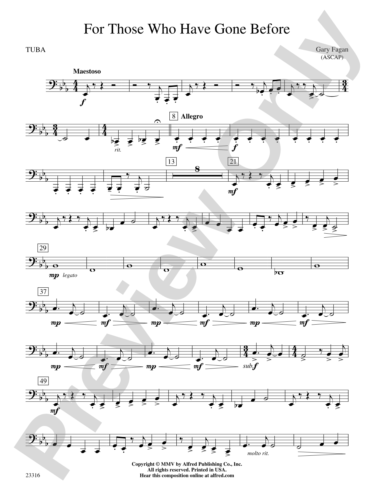 For Those Who Have Gone Before: Tuba