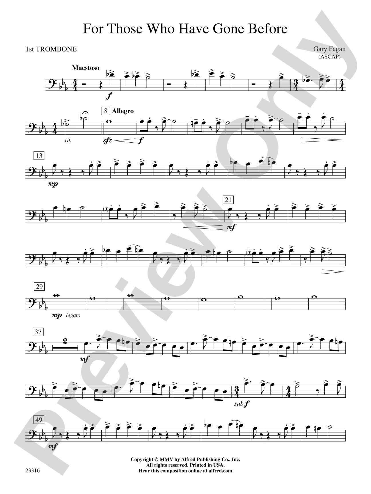 For Those Who Have Gone Before: 1st Trombone