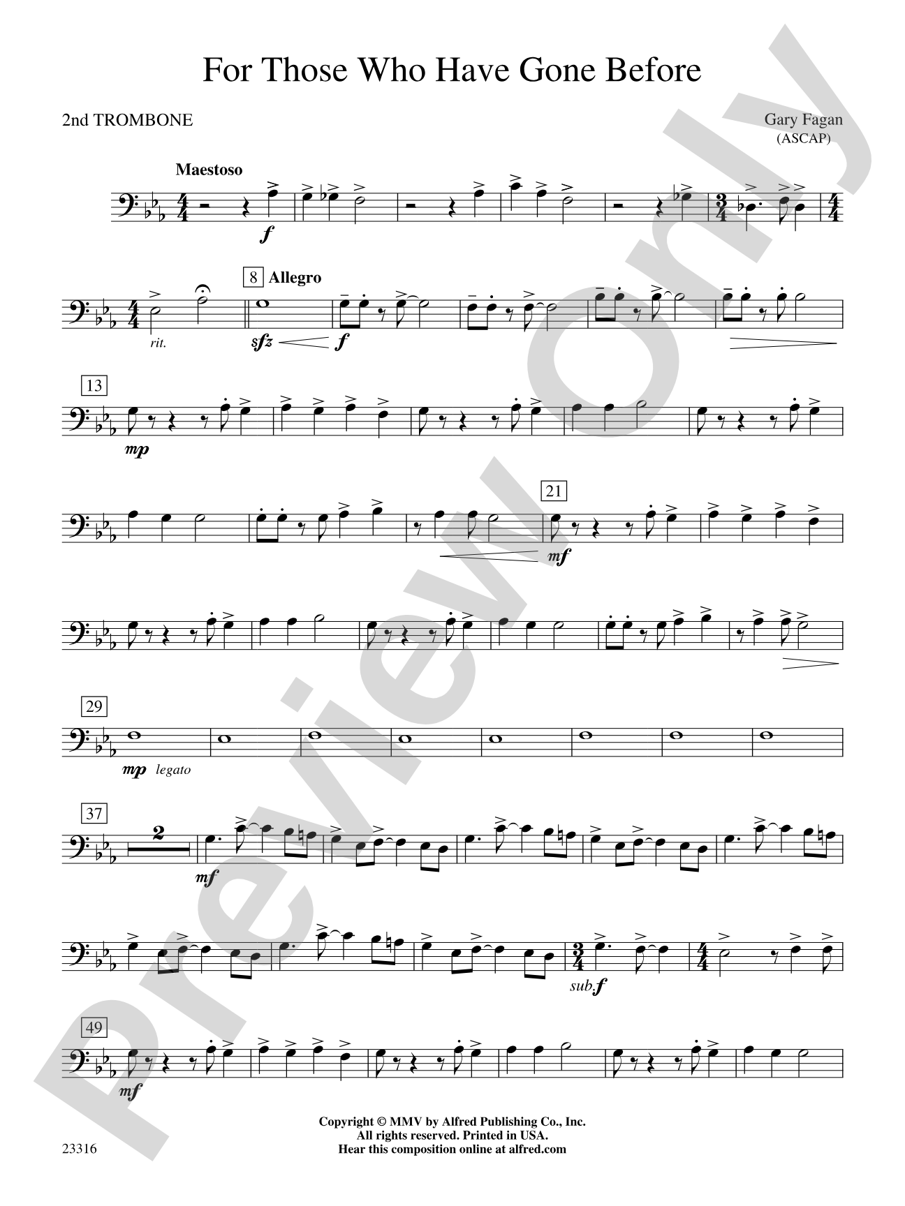 For Those Who Have Gone Before: 2nd Trombone