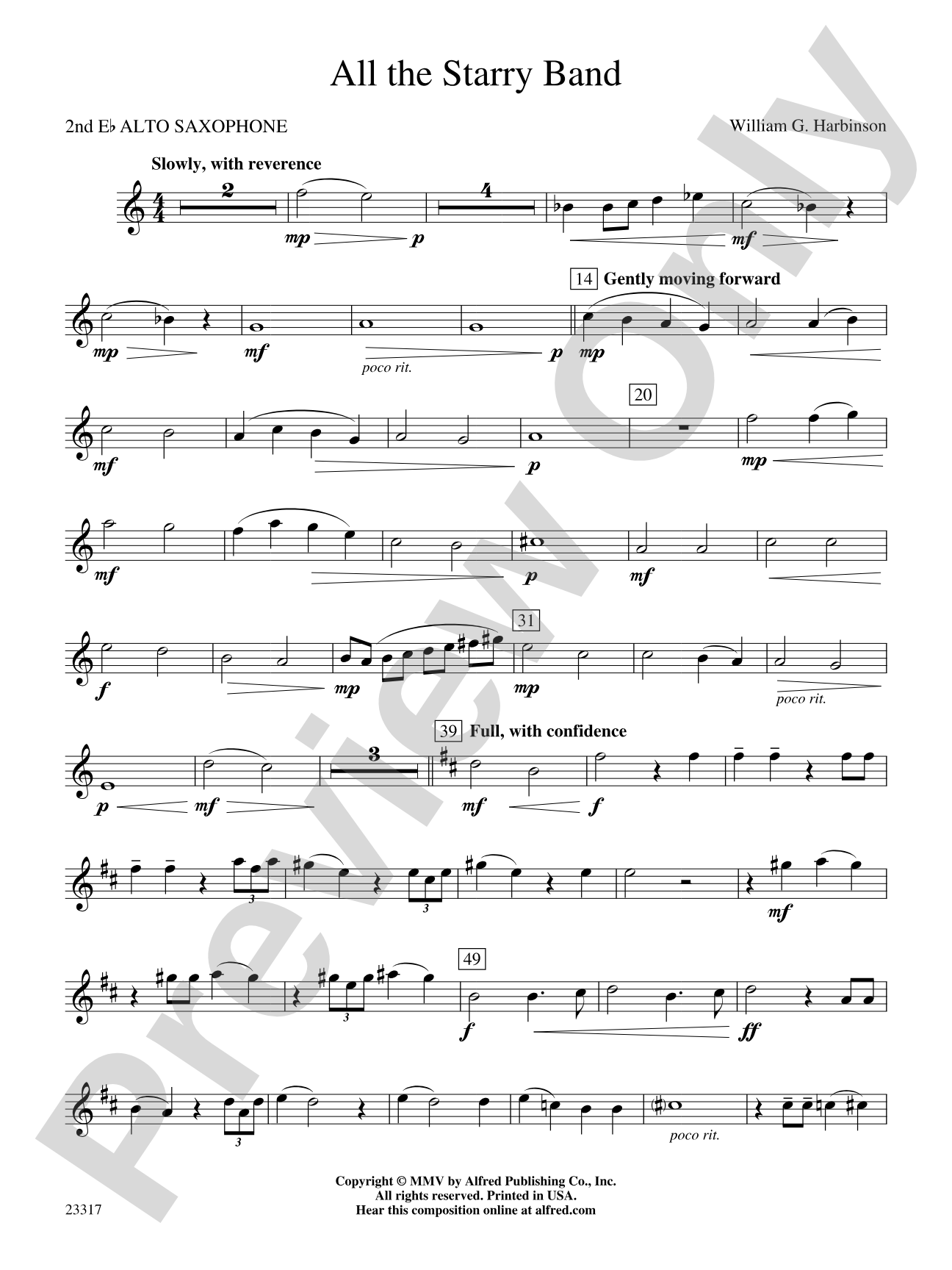 All the Starry Band: 2nd E-flat Alto Saxophone