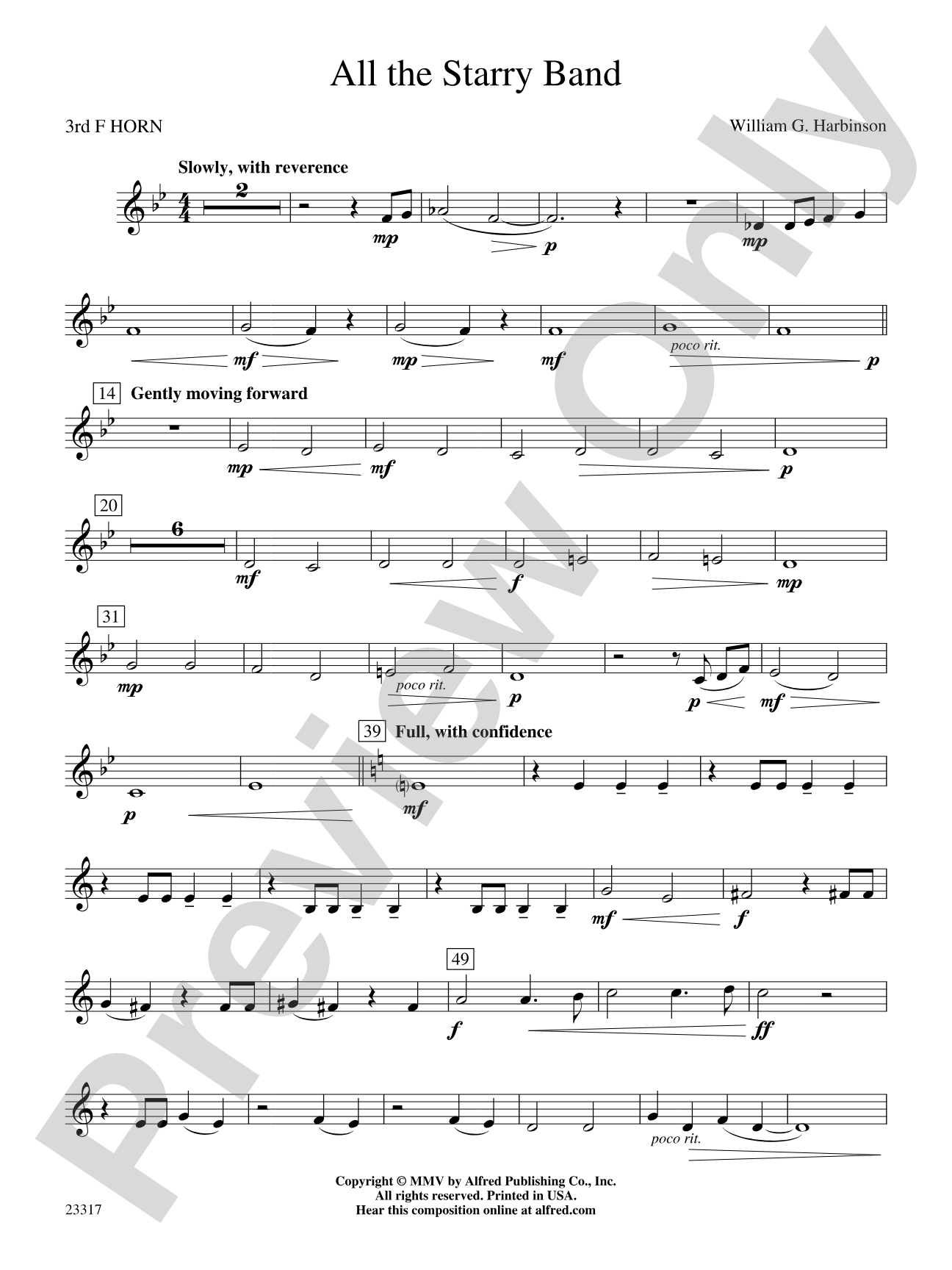 All the Starry Band: 3rd F Horn