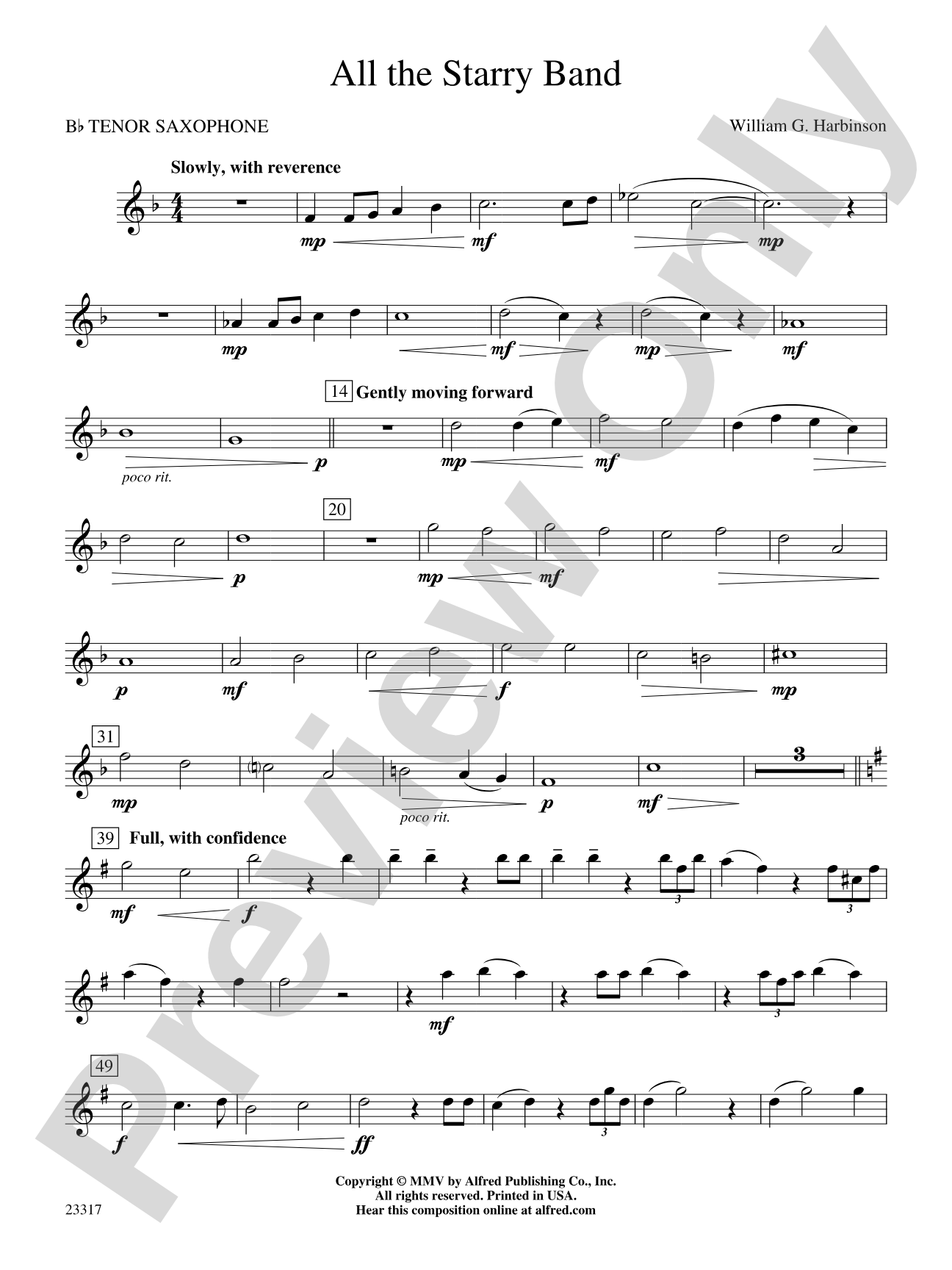 All the Starry Band: B-flat Tenor Saxophone