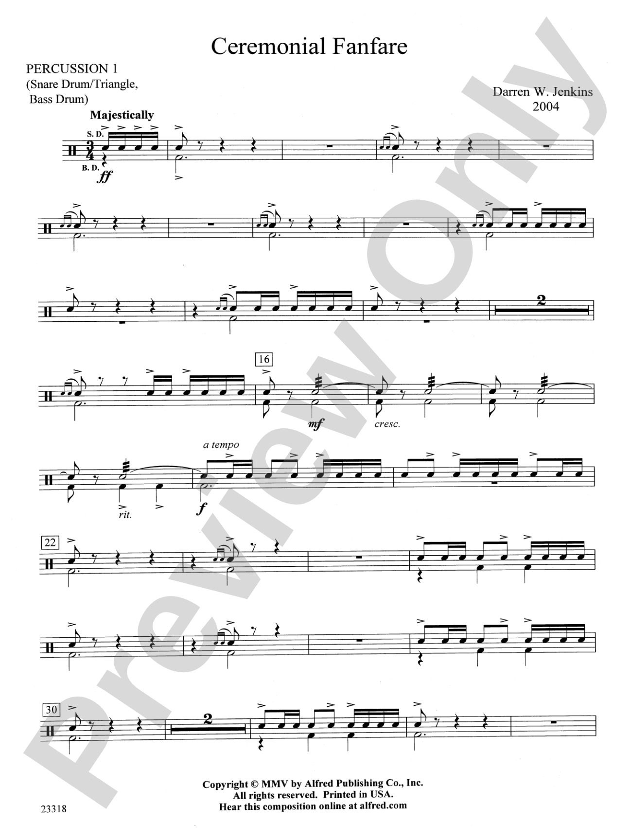 Ceremonial Fanfare: 1st Percussion