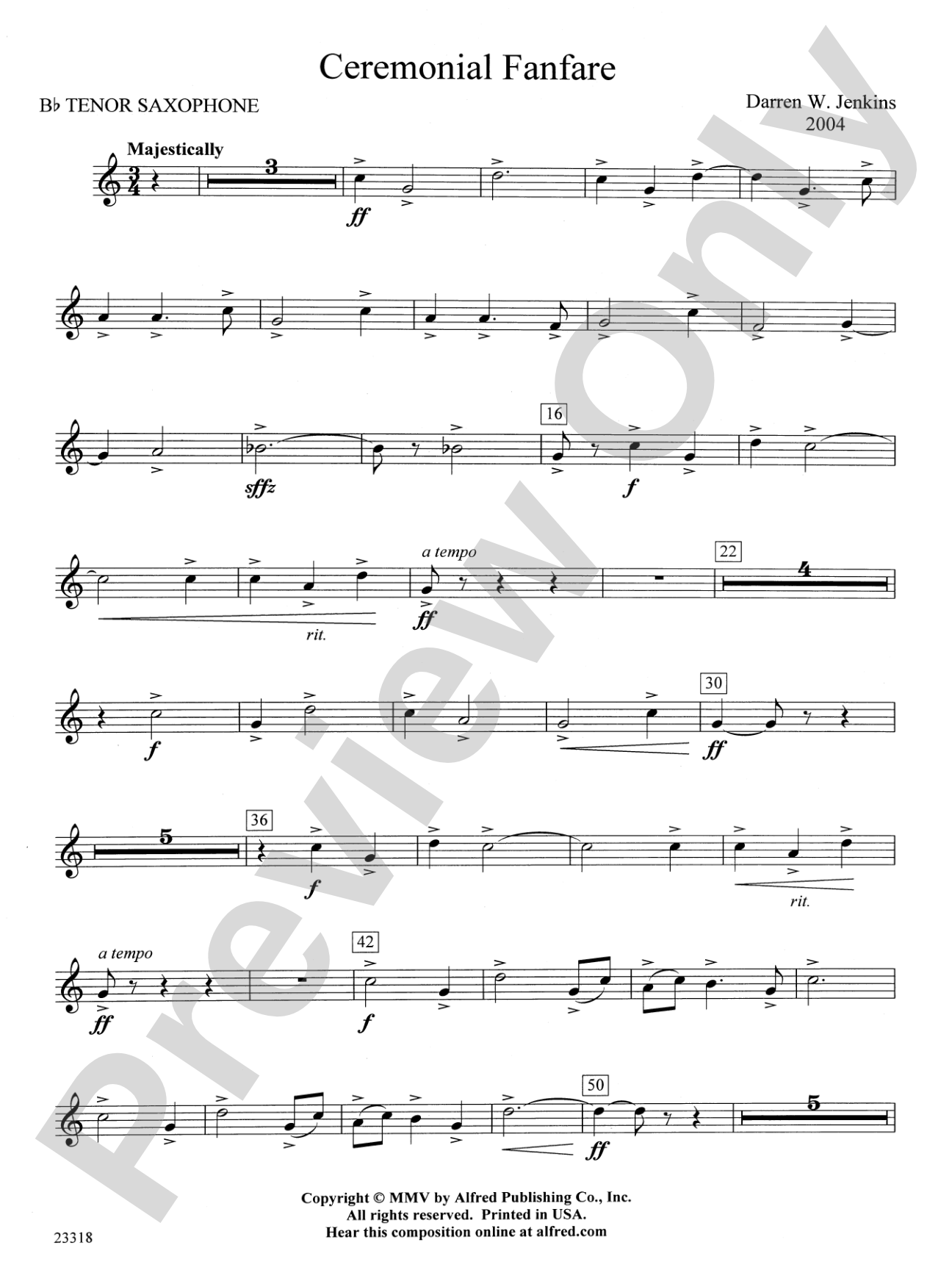 Ceremonial Fanfare: B-flat Tenor Saxophone