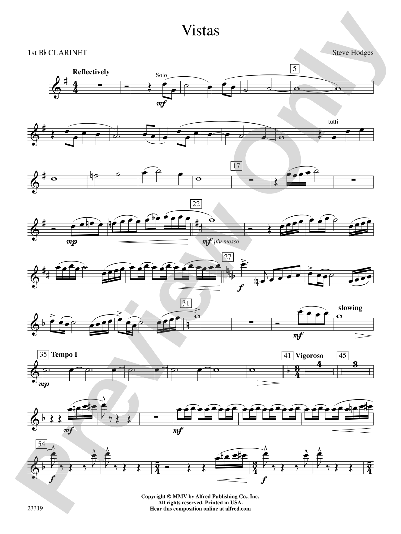 Vistas: 1st B-flat Clarinet