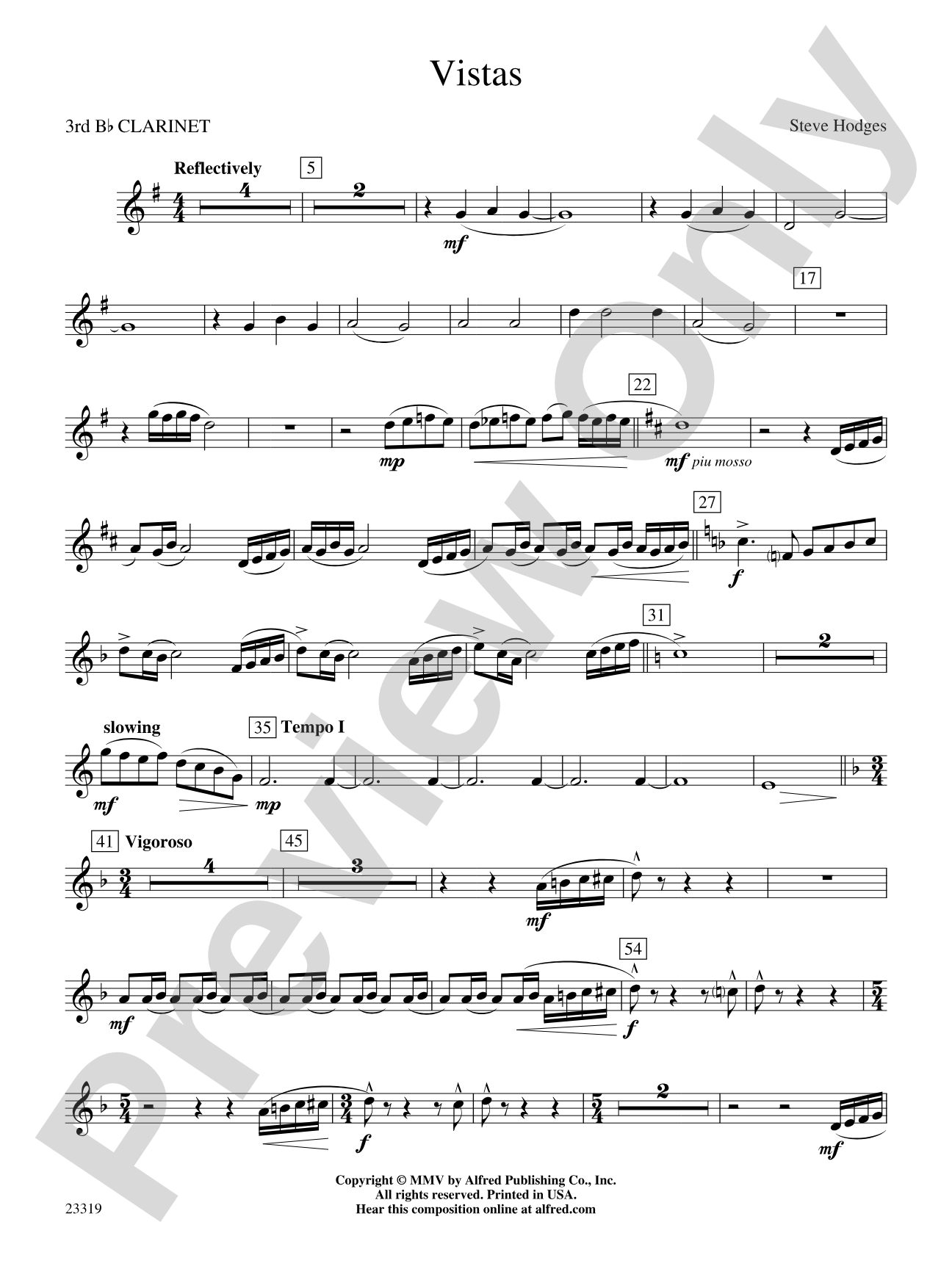 Vistas: 3rd B-flat Clarinet