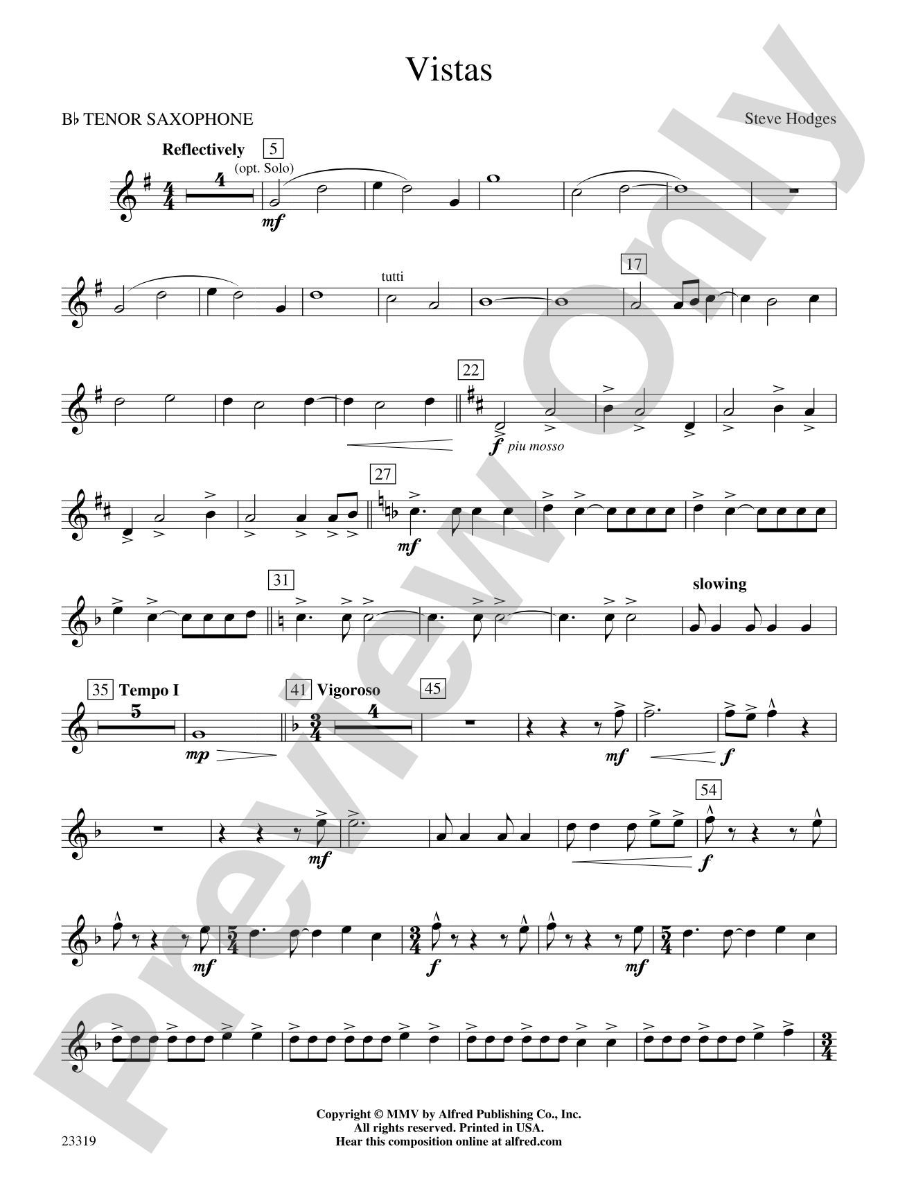 Vistas: B-flat Tenor Saxophone