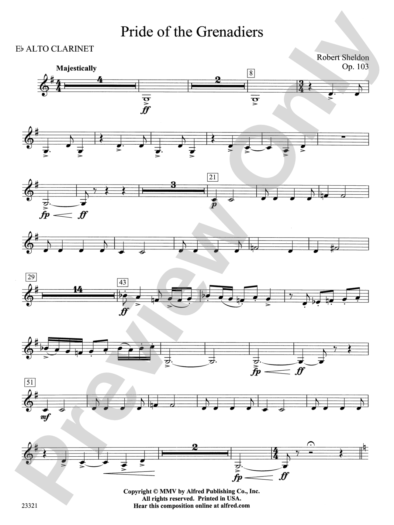 Pride of the Grenadiers: E-flat Alto Clarinet