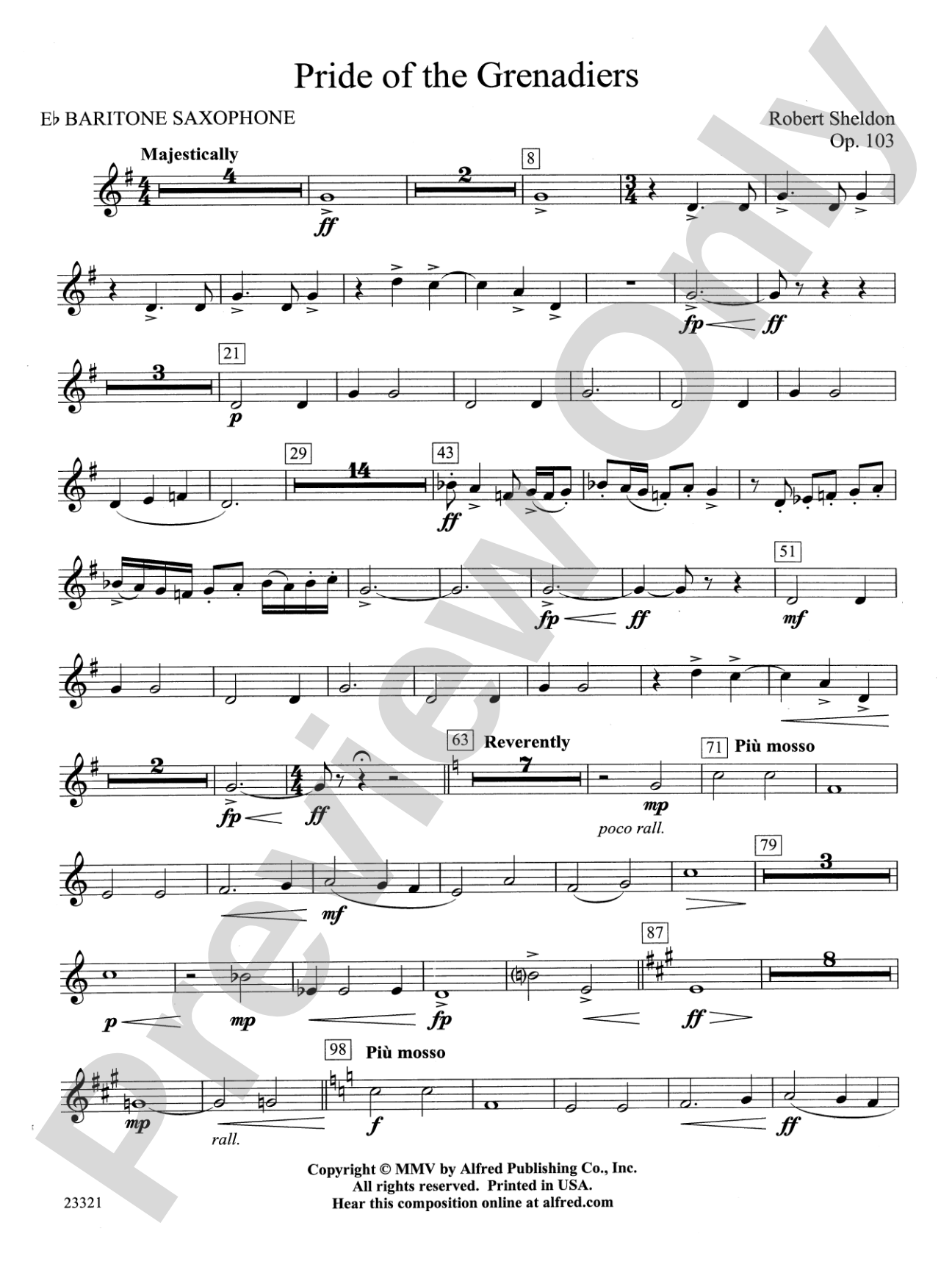 Pride of the Grenadiers: E-flat Baritone Saxophone