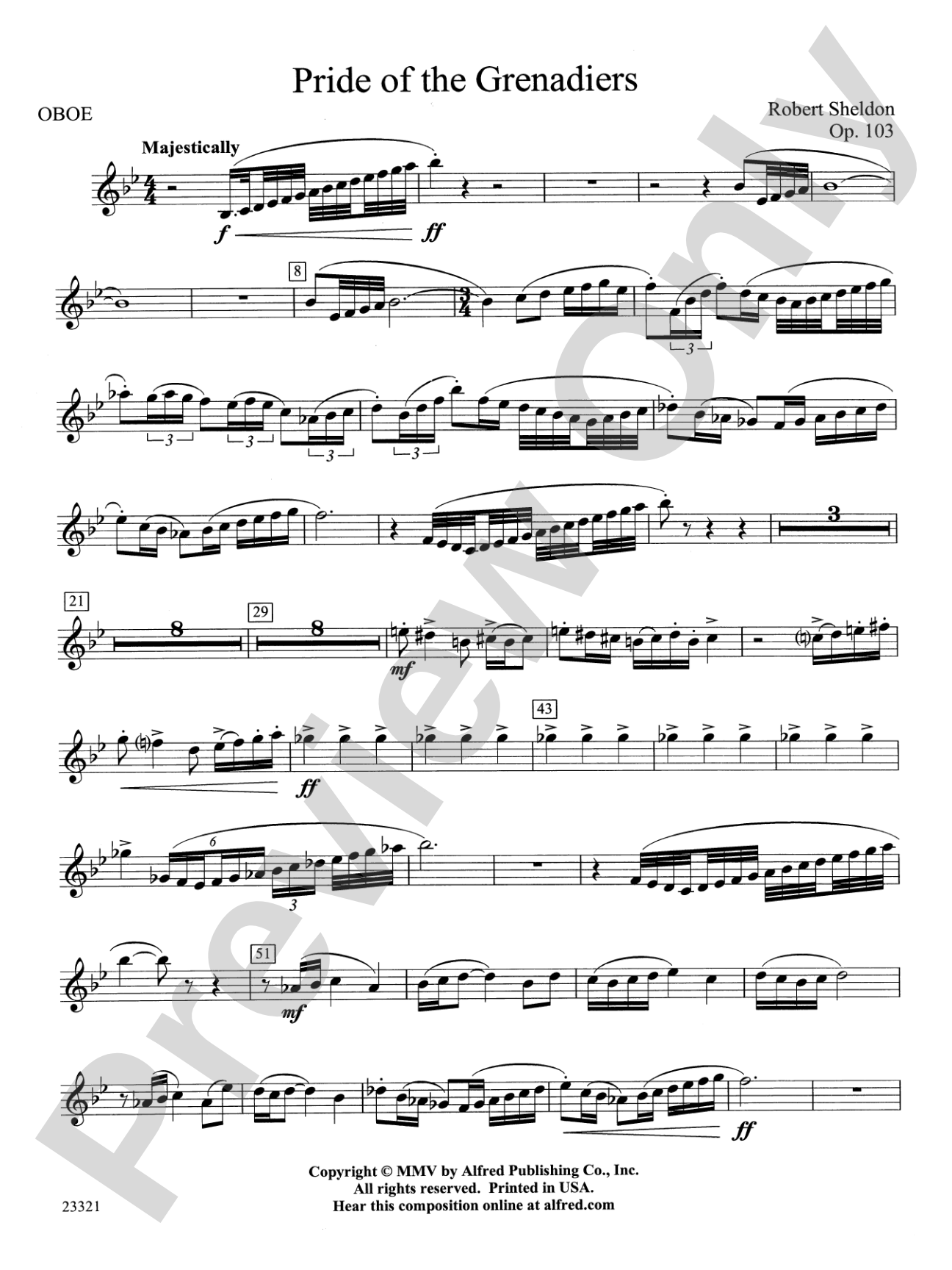 Pride of the Grenadiers: Oboe