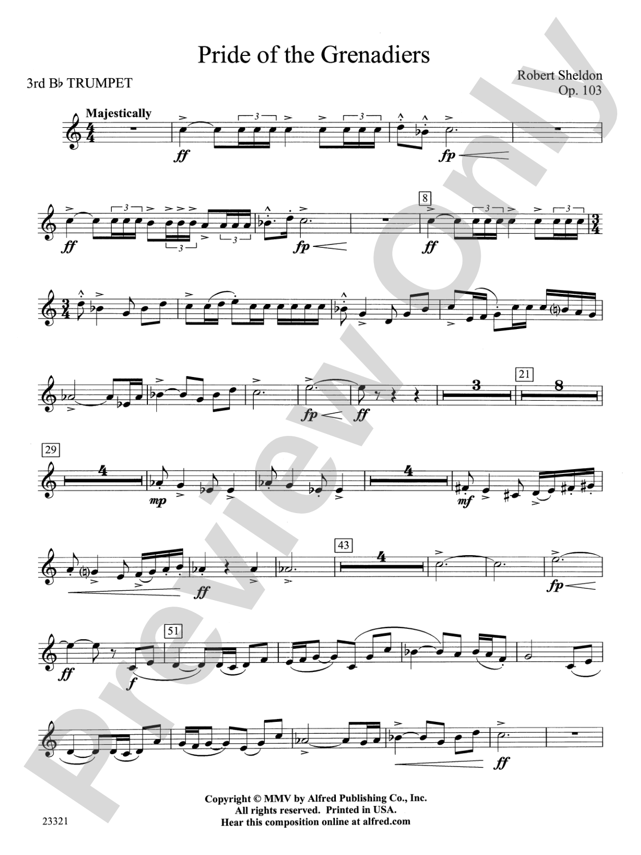 Pride of the Grenadiers: 3rd B-flat Trumpet