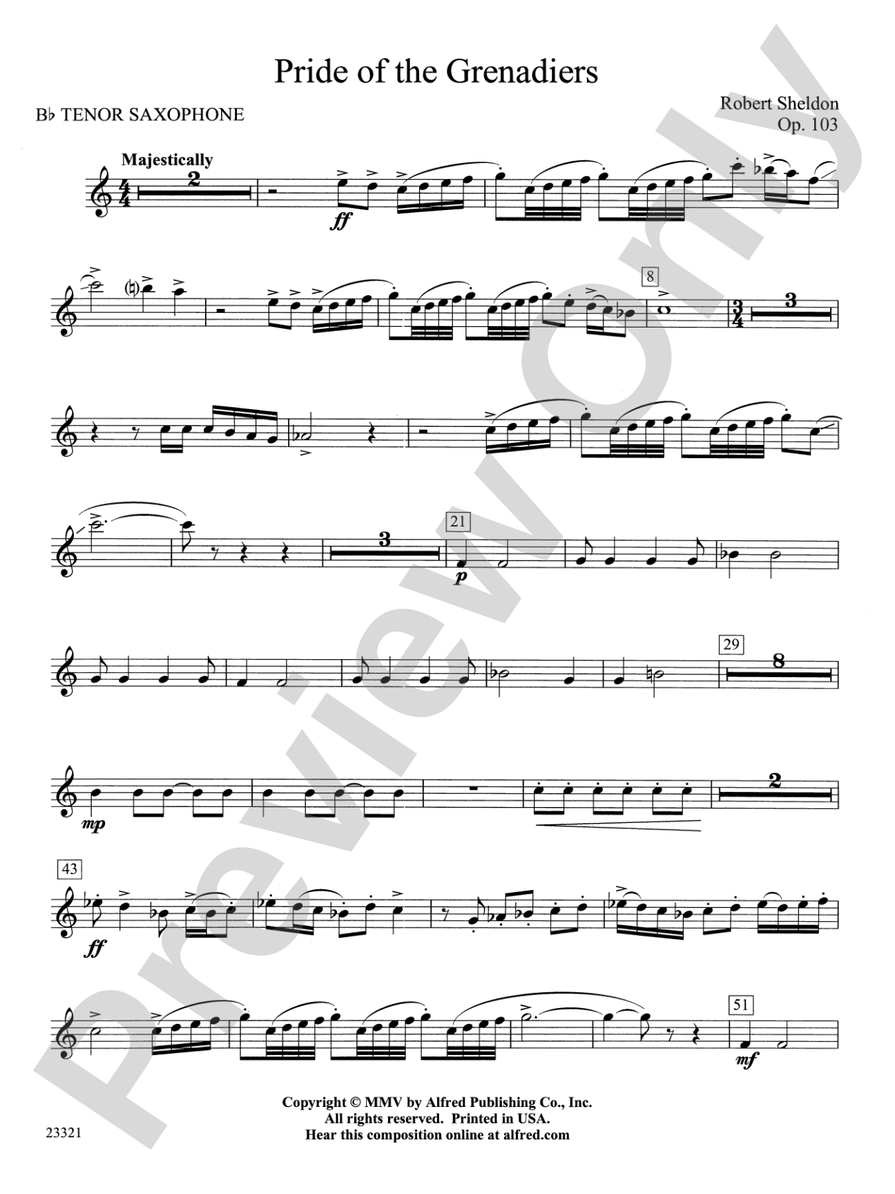 Pride of the Grenadiers: B-flat Tenor Saxophone