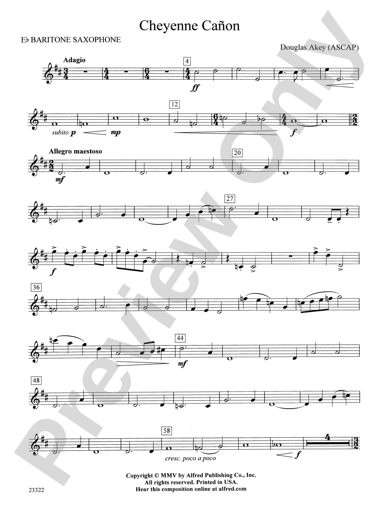 Cheyenne Cañon: E-flat Baritone Saxophone