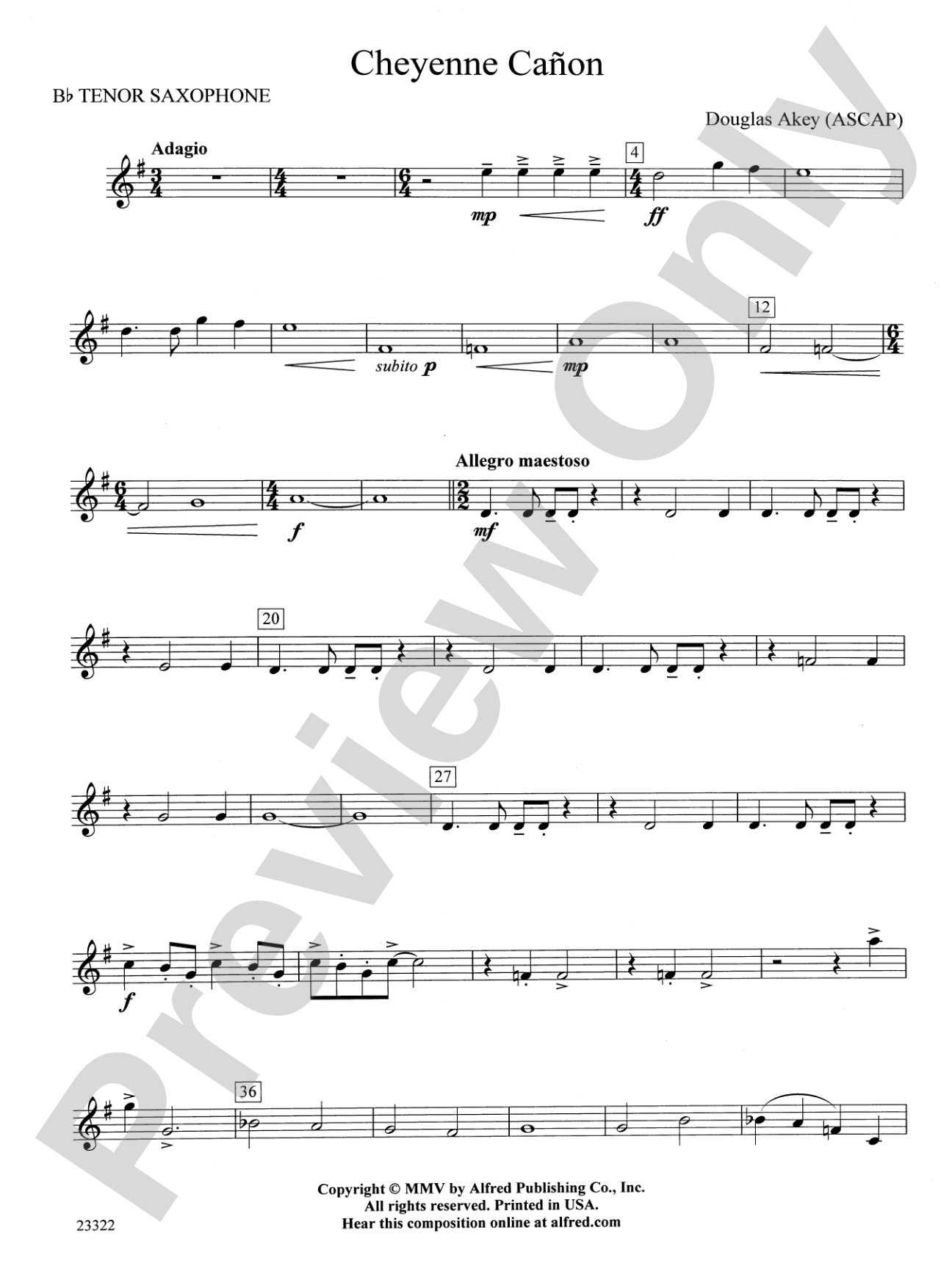 Cheyenne Cañon: B-flat Tenor Saxophone