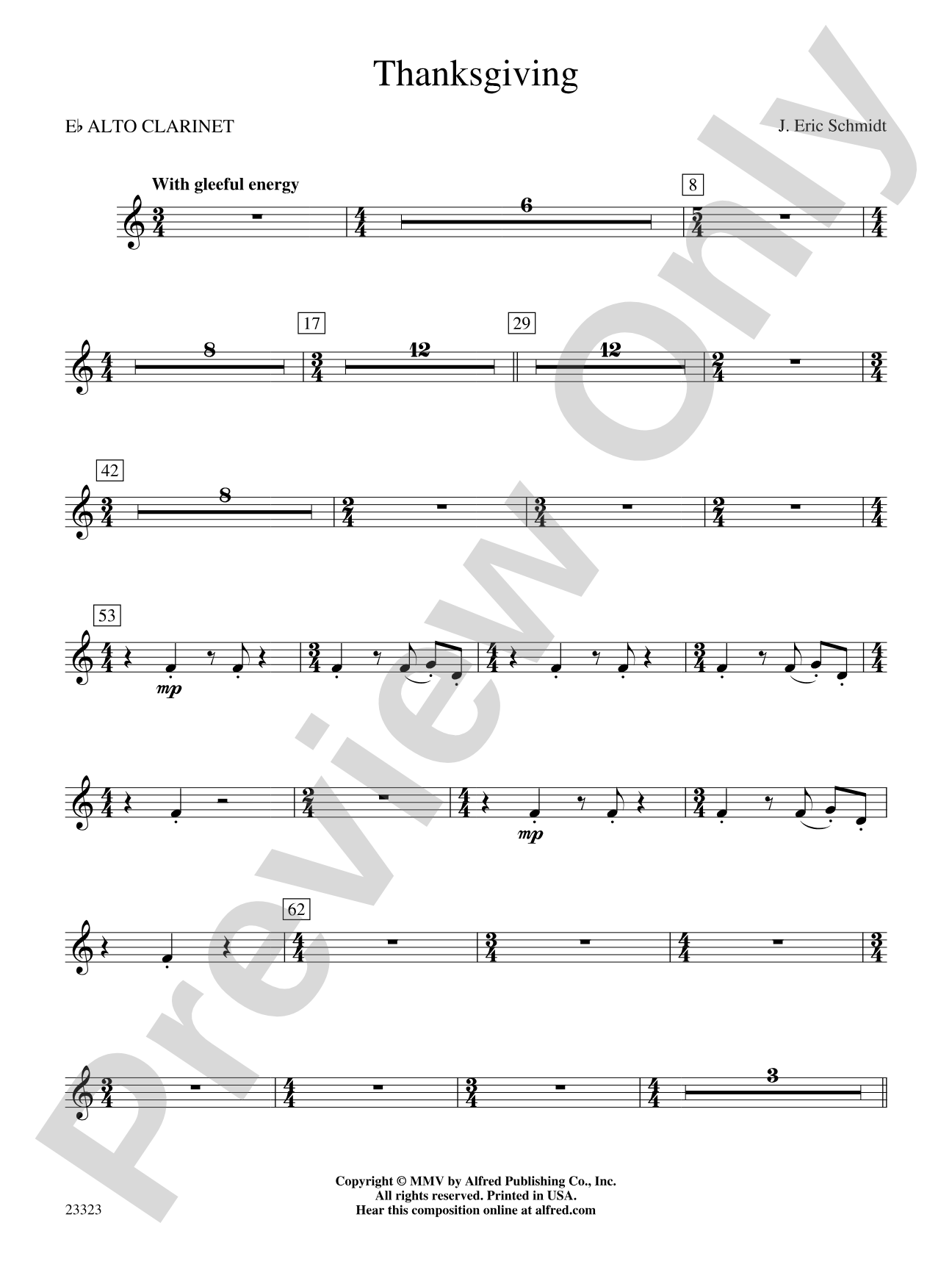 Thanksgiving: E-flat Alto Clarinet