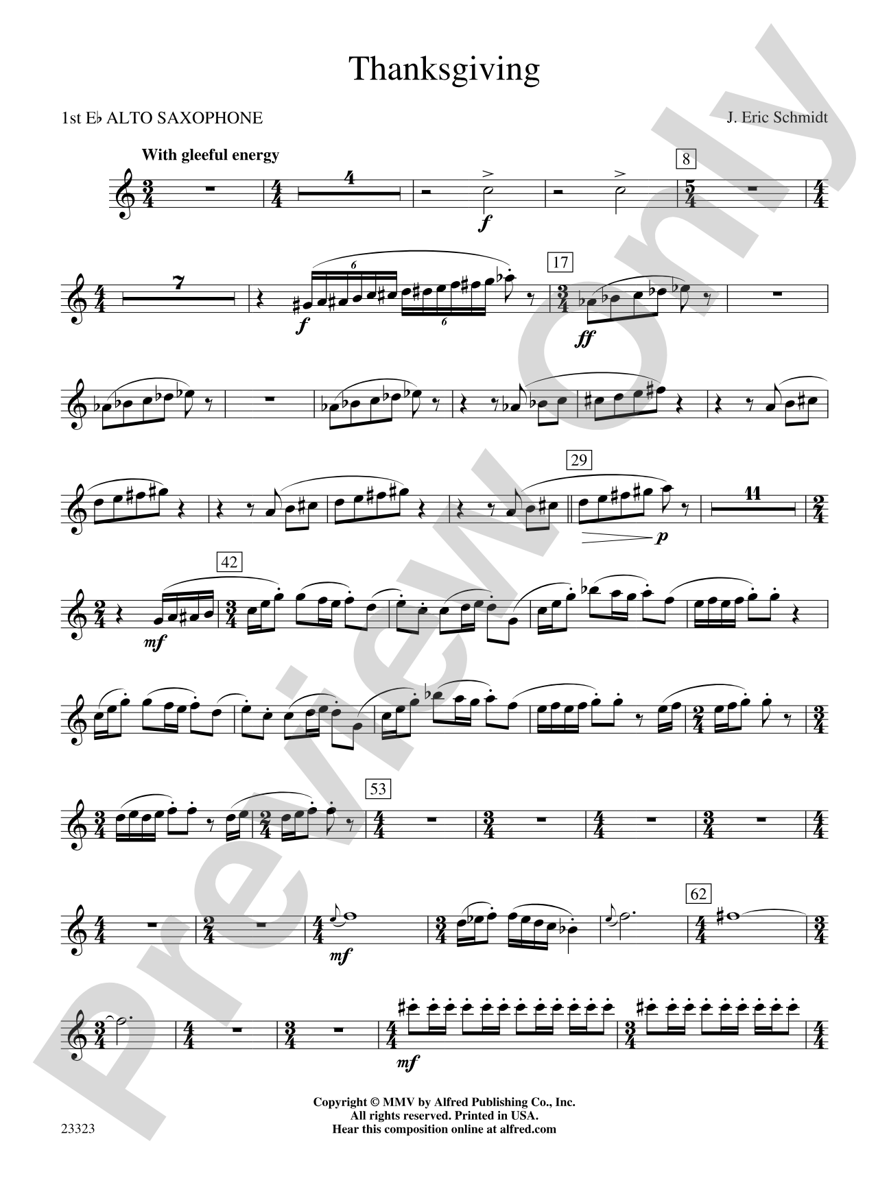 Thanksgiving: E-flat Alto Saxophone