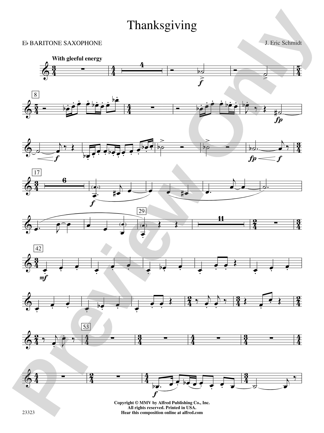 Thanksgiving: E-flat Baritone Saxophone