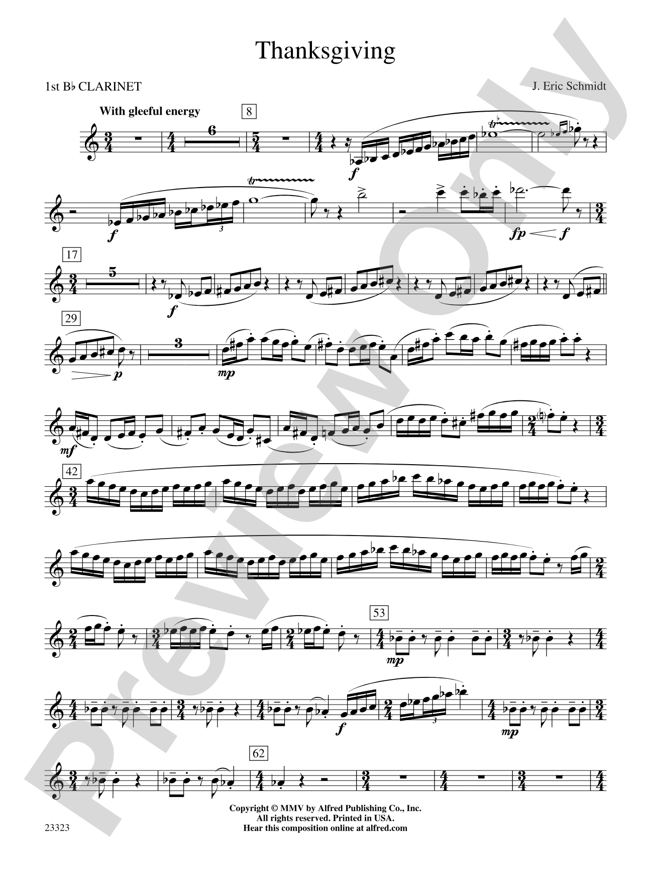 Thanksgiving: 1st B-flat Clarinet