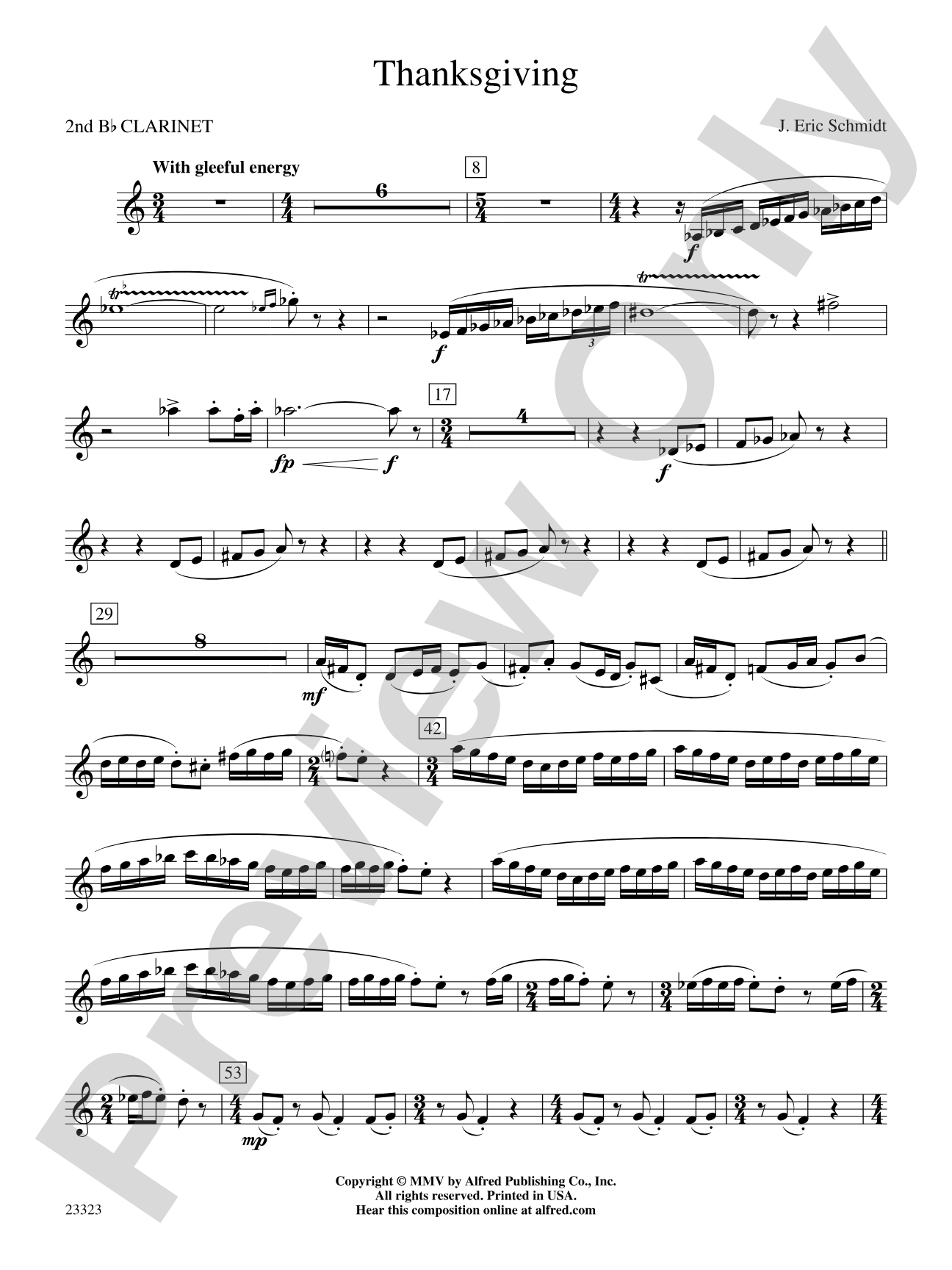 Thanksgiving: 2nd B-flat Clarinet