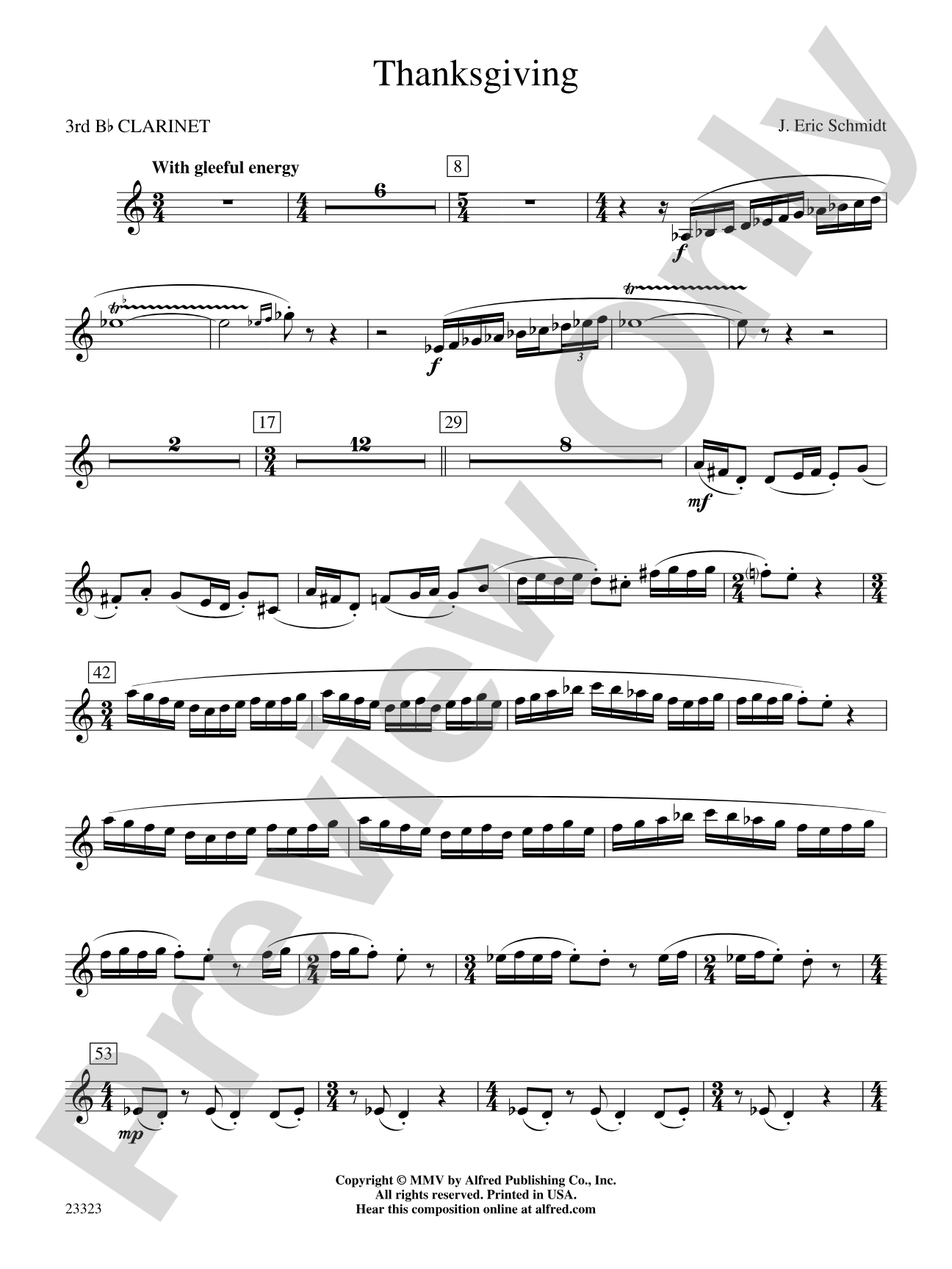 Thanksgiving: 3rd B-flat Clarinet