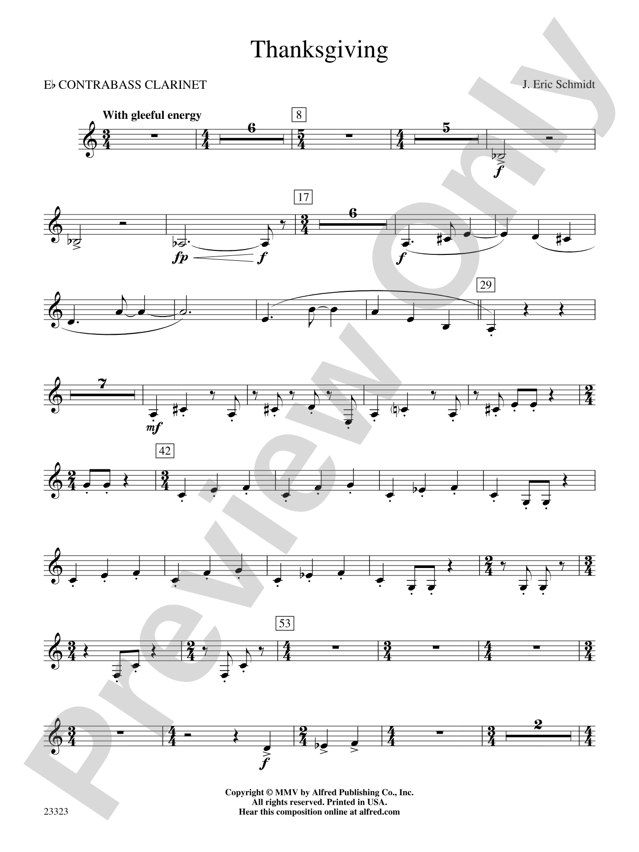 Thanksgiving: E-flat Contrabass Clarinet