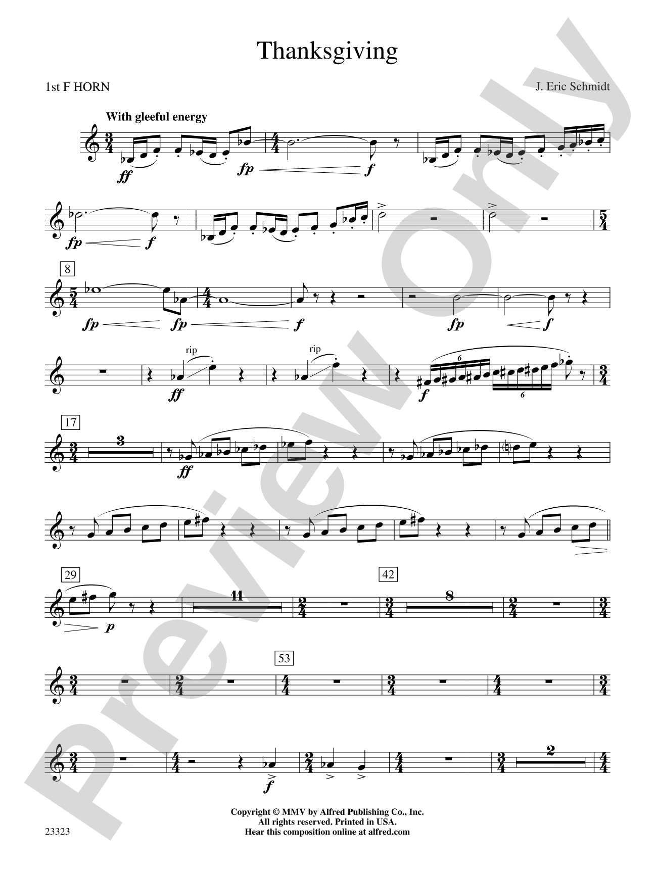 Thanksgiving: 1st F Horn
