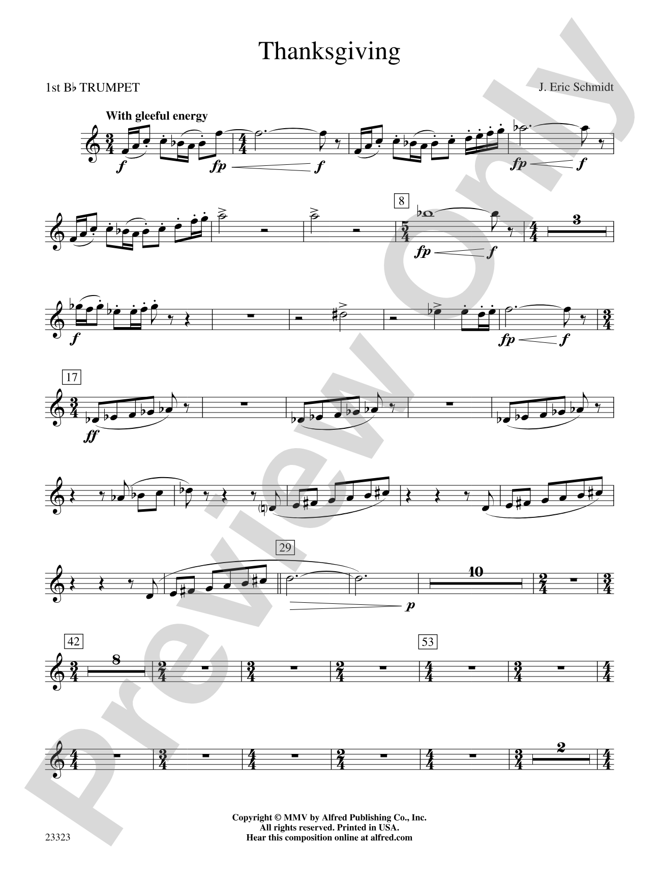 Thanksgiving: 1st B-flat Trumpet