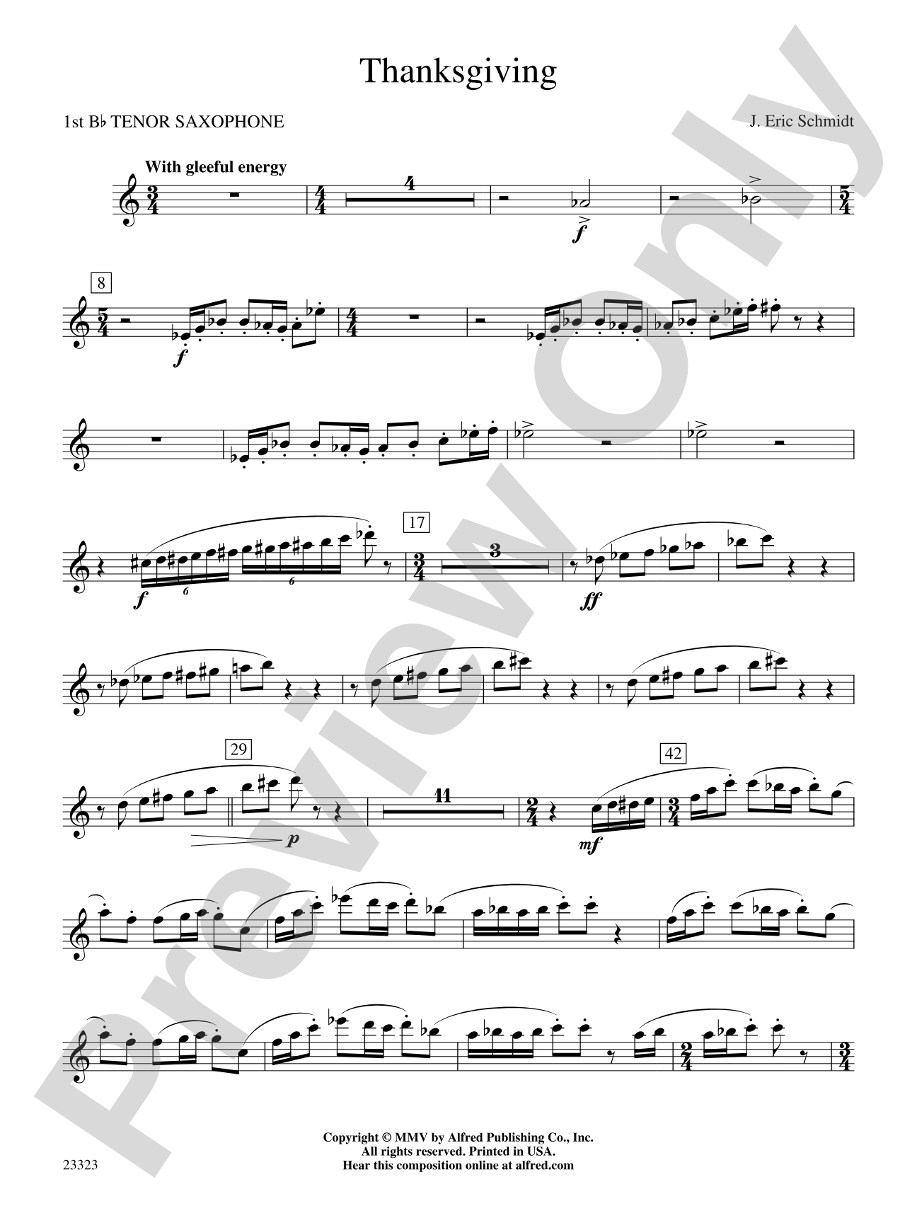 Thanksgiving: B-flat Tenor Saxophone