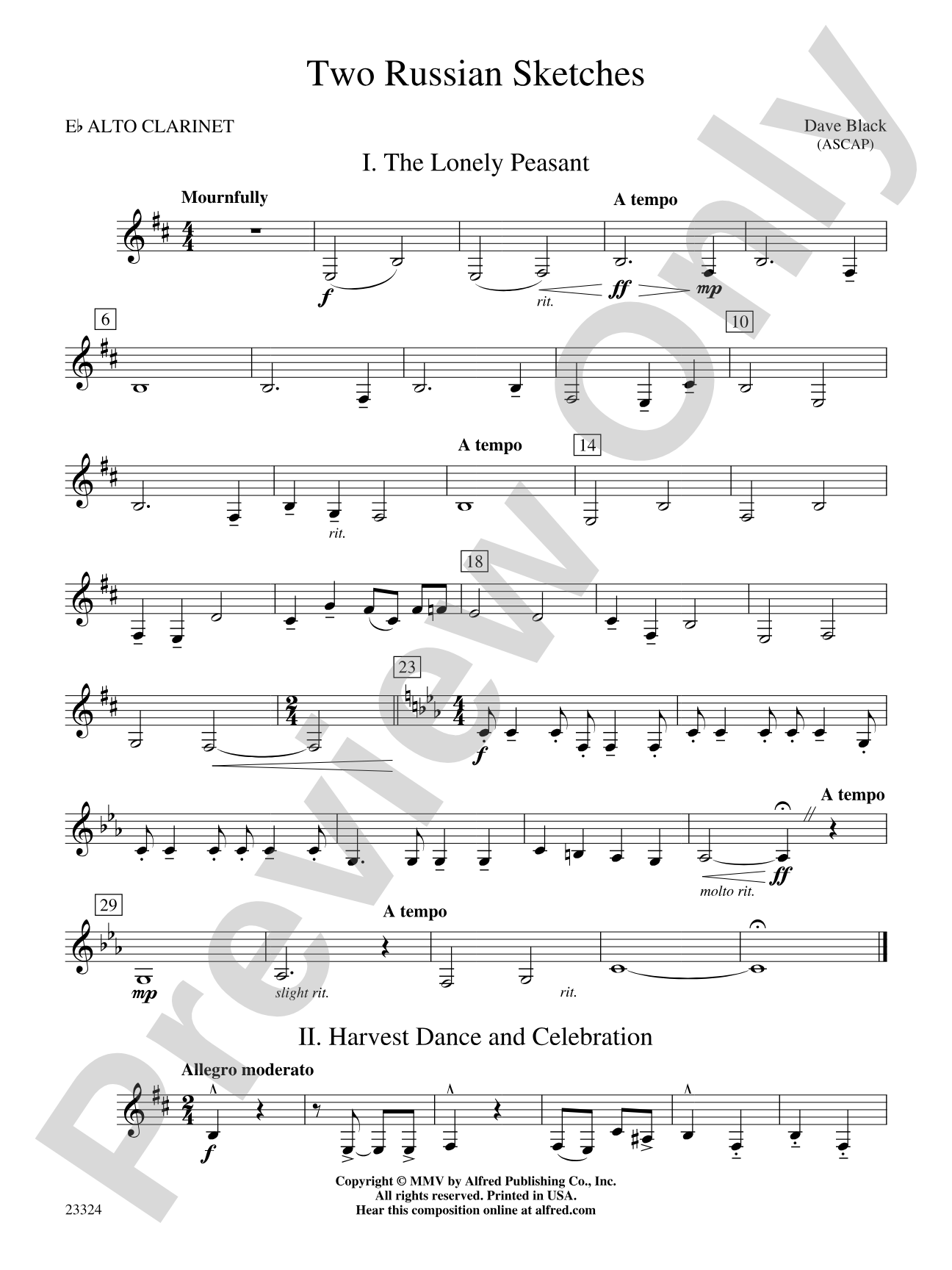 Two Russian Sketches: E-flat Alto Clarinet