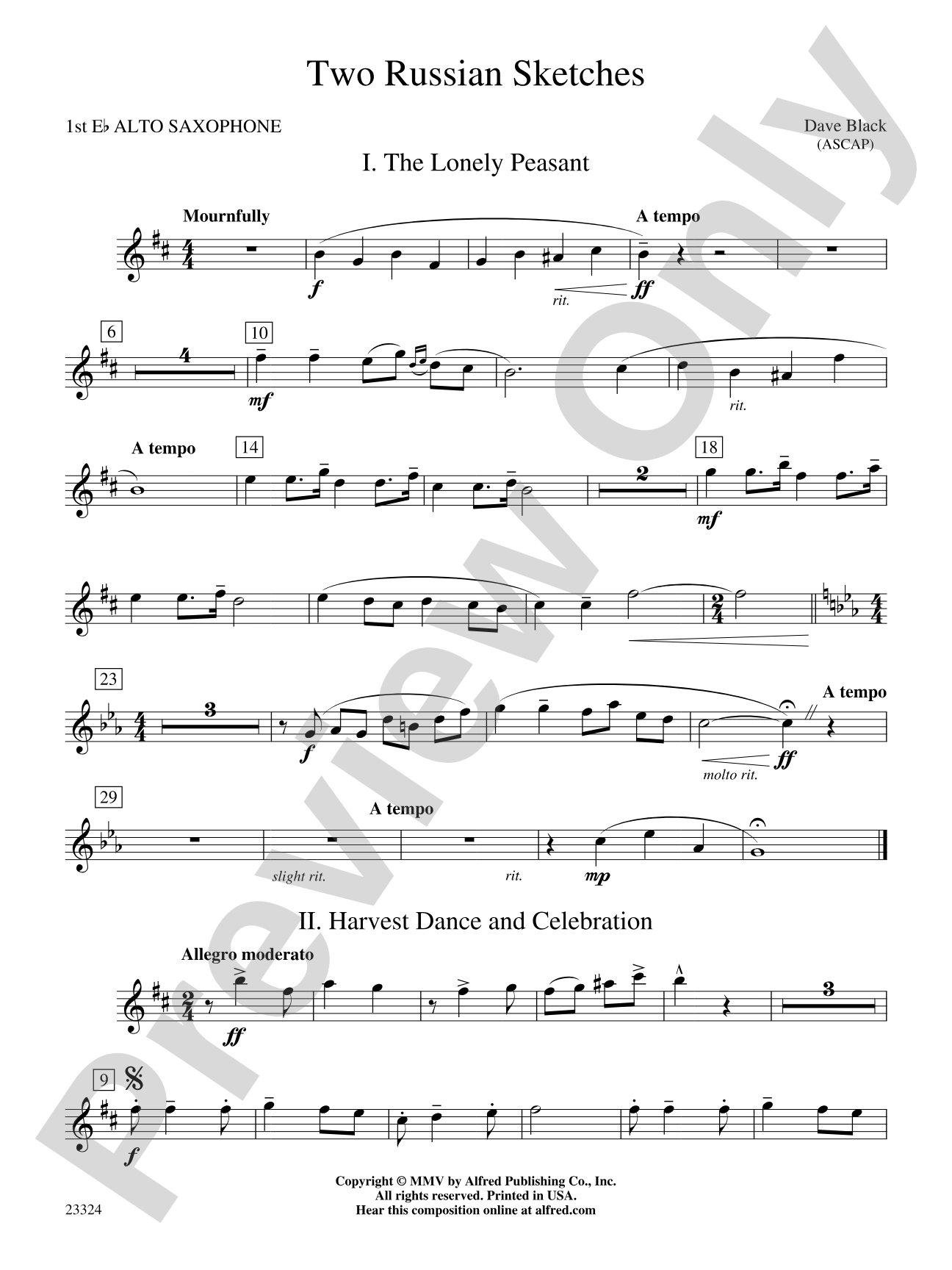 Two Russian Sketches: E-flat Alto Saxophone