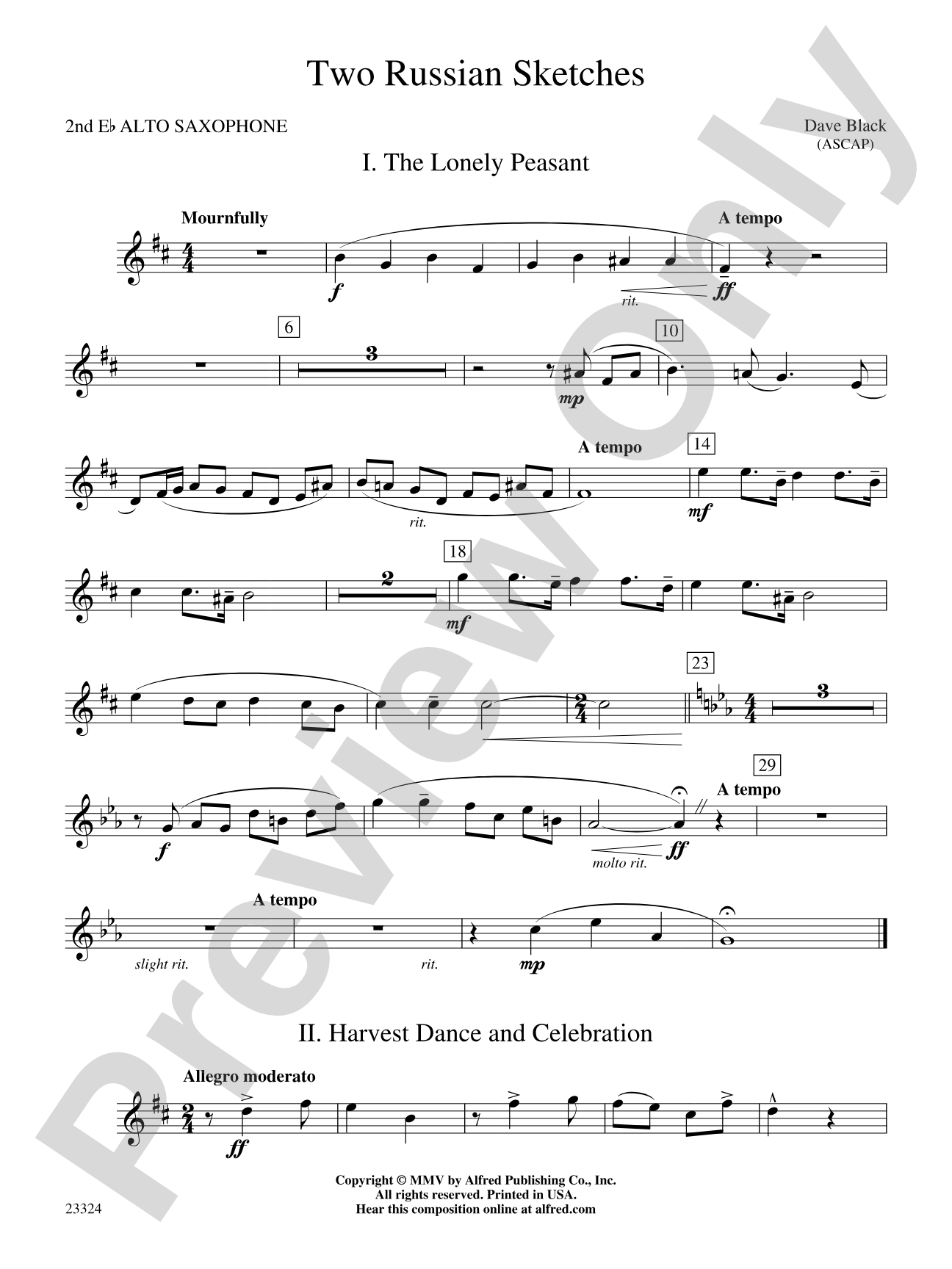 Two Russian Sketches: 2nd E-flat Alto Saxophone