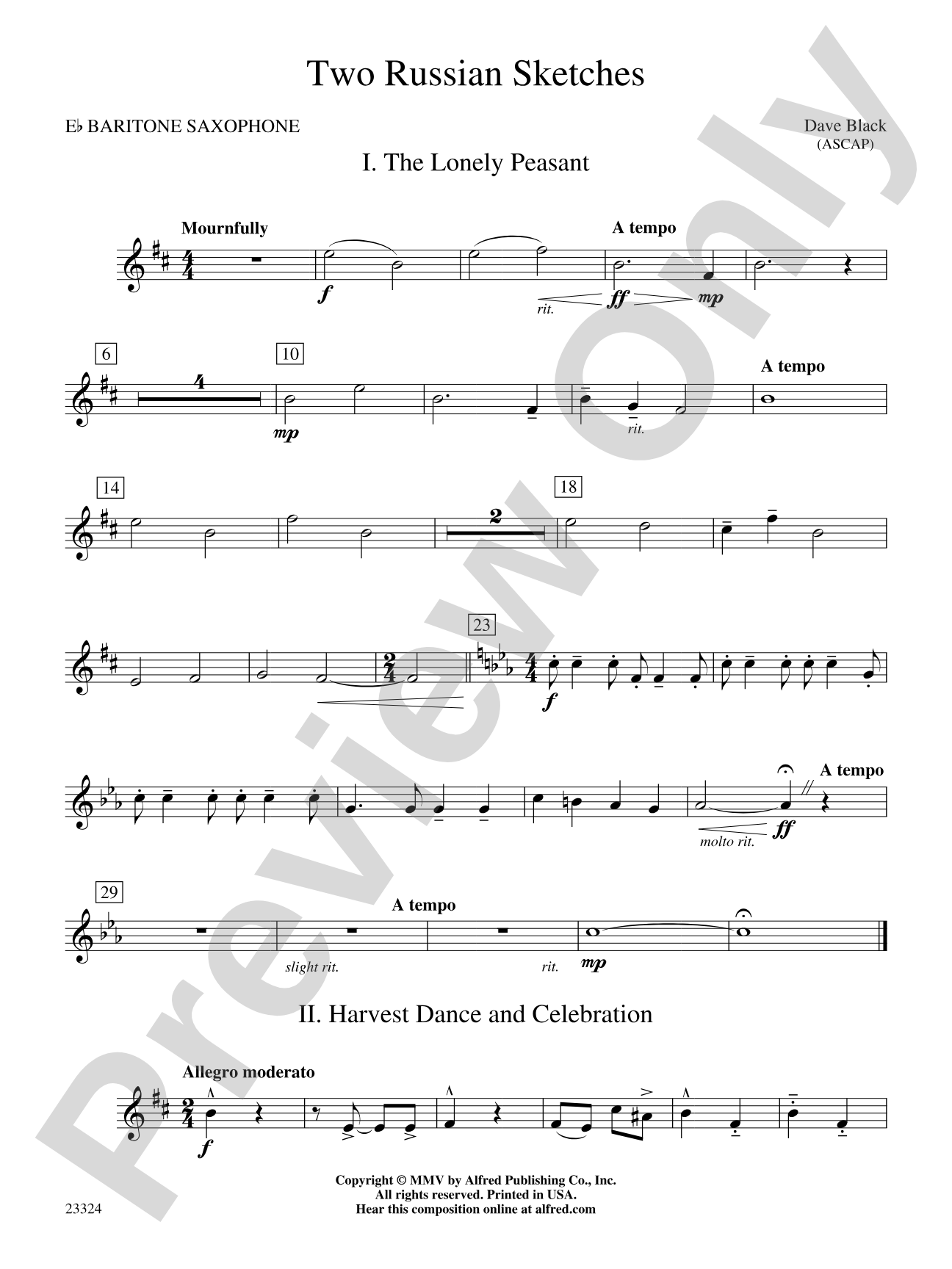 Two Russian Sketches: E-flat Baritone Saxophone