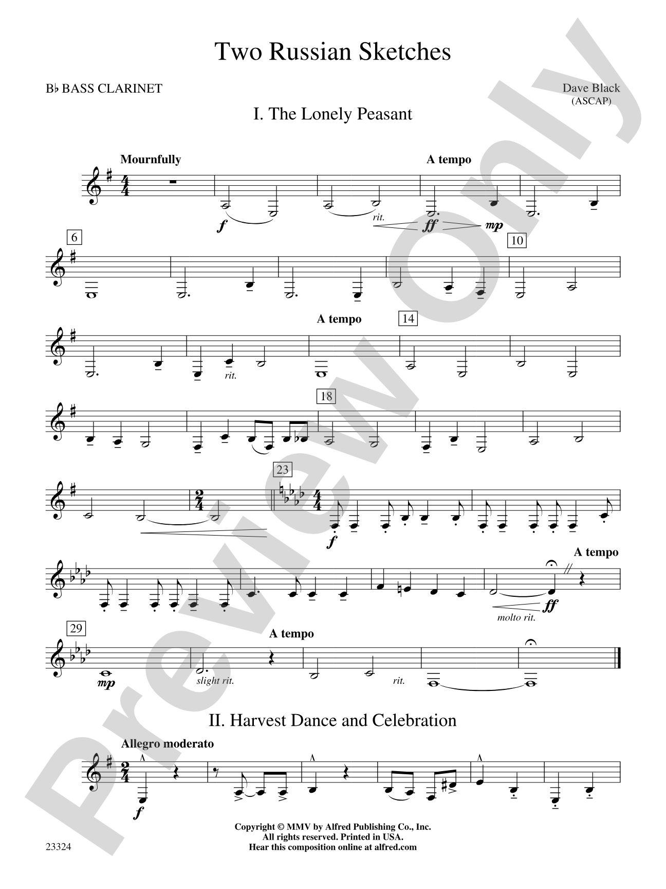 Two Russian Sketches: B-flat Bass Clarinet
