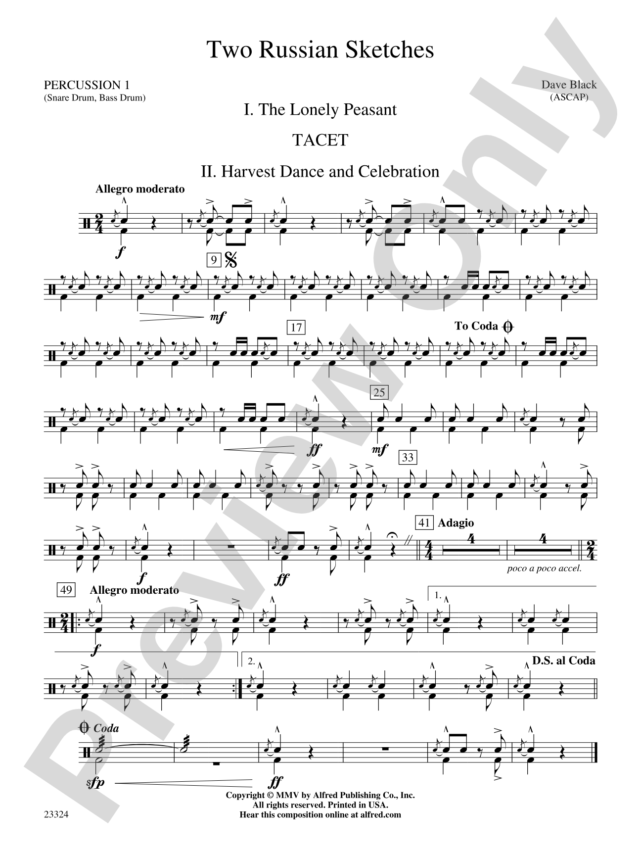 Two Russian Sketches: 1st Percussion