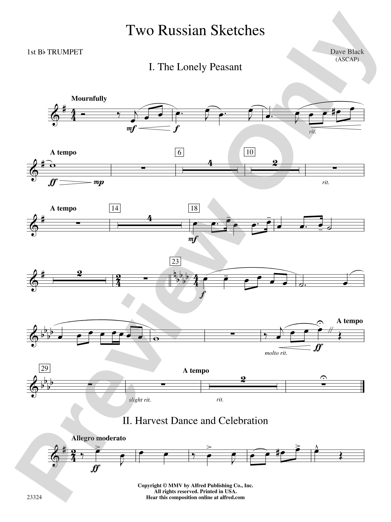 Two Russian Sketches: 1st B-flat Trumpet
