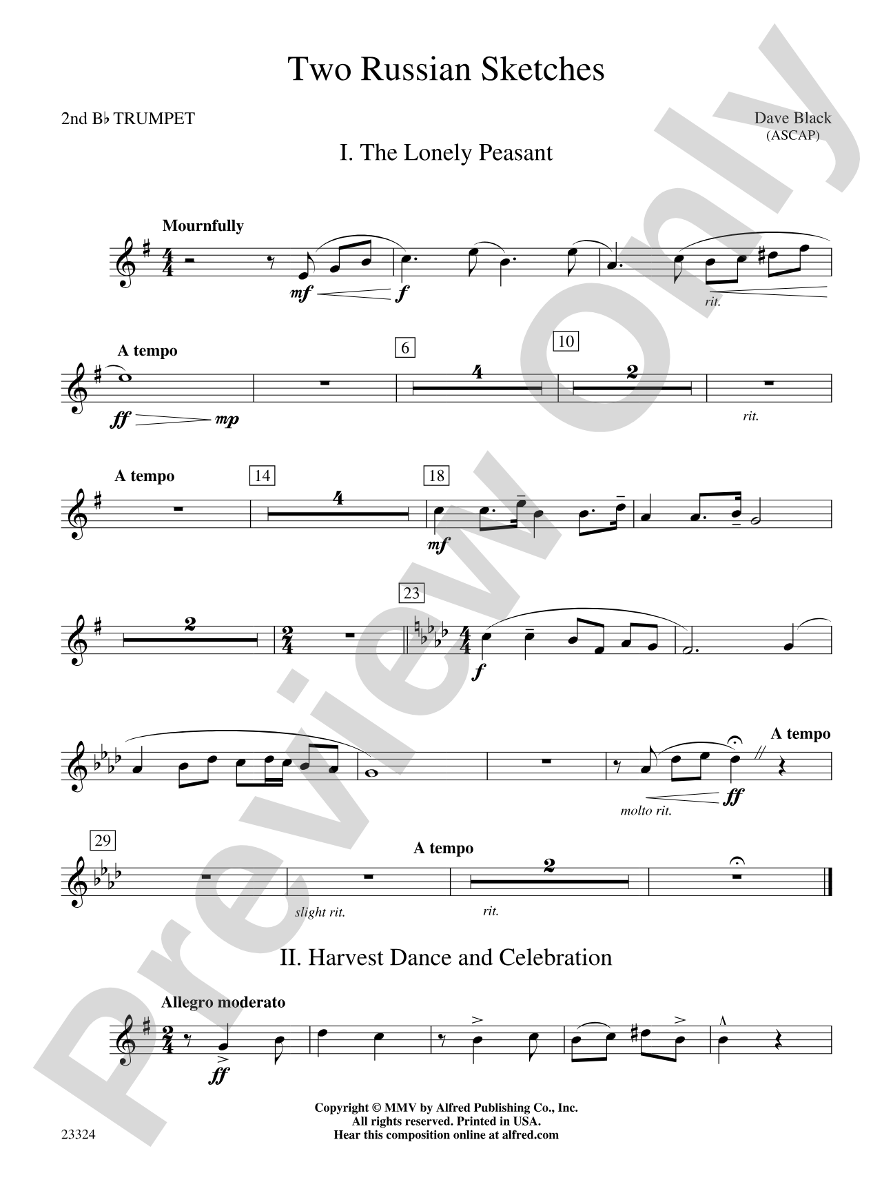 Two Russian Sketches: 2nd B-flat Trumpet