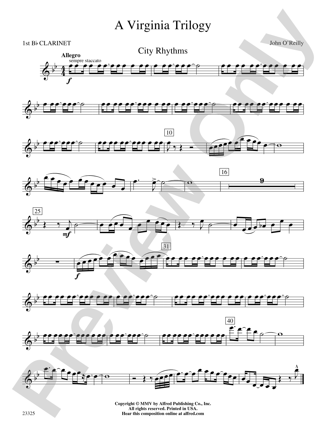 A Virginia Trilogy: 1st B-flat Clarinet