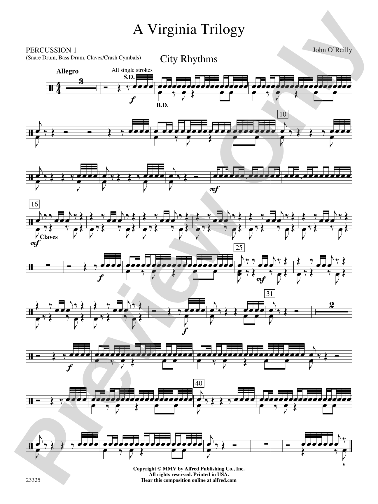 A Virginia Trilogy: 1st Percussion