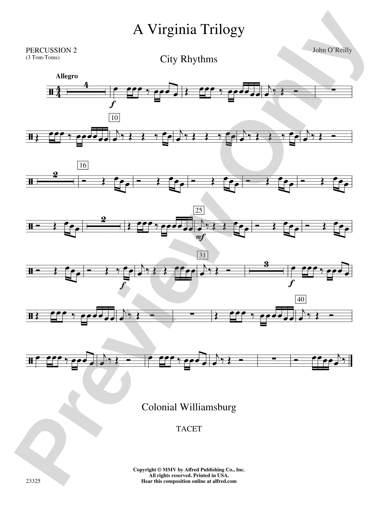 A Virginia Trilogy: 2nd Percussion