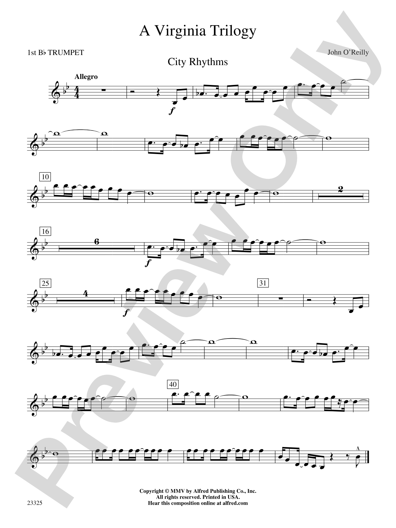 A Virginia Trilogy: 1st B-flat Trumpet