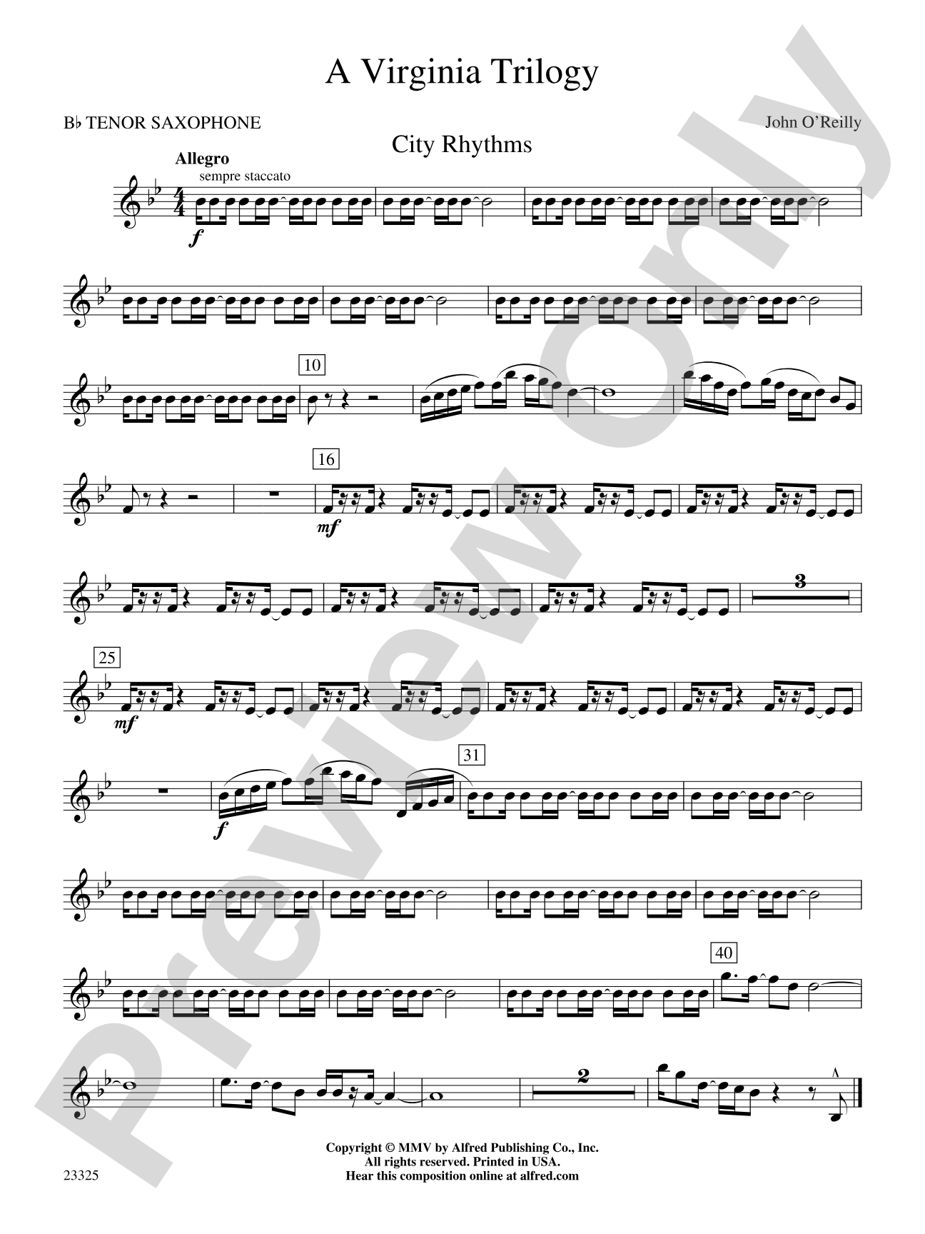 A Virginia Trilogy: B-flat Tenor Saxophone