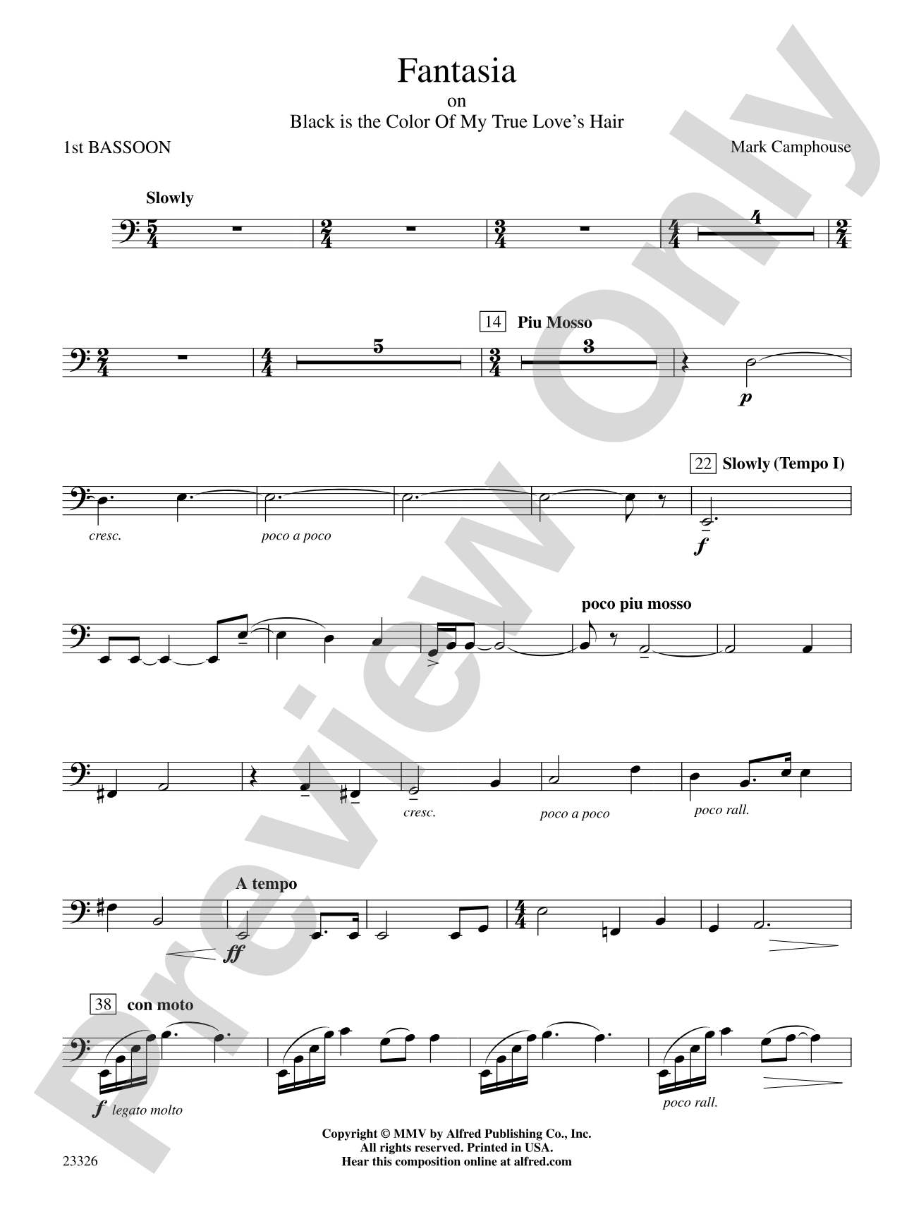 Fantasia (on "Black Is the Color of My True Love's Hair"): Bassoon