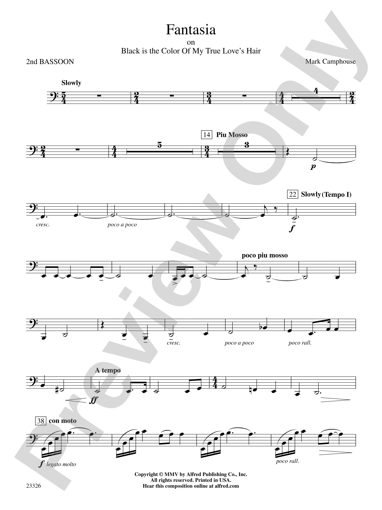 Fantasia (on "Black Is the Color of My True Love's Hair"): 2nd Bassoon