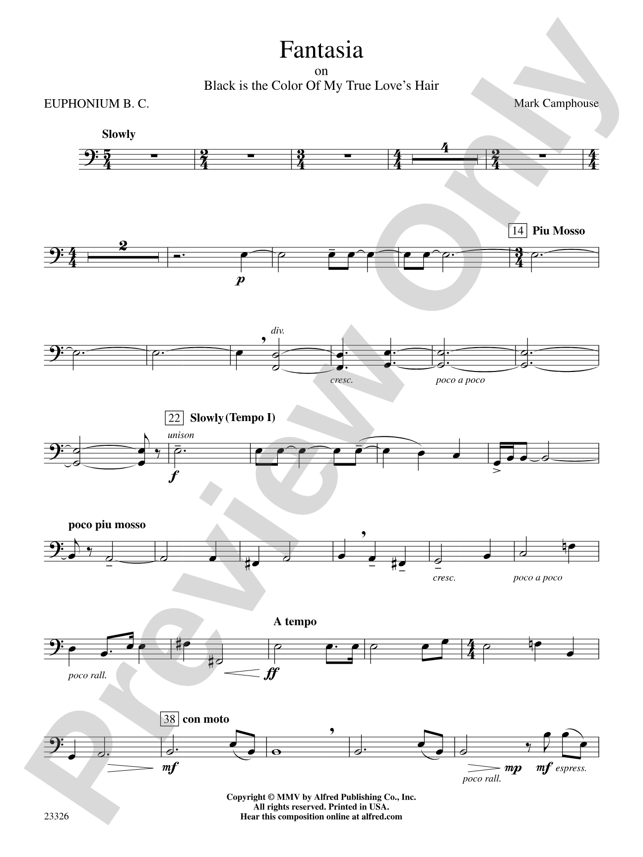 Fantasia (on "Black Is the Color of My True Love's Hair"): Baritone B.C.