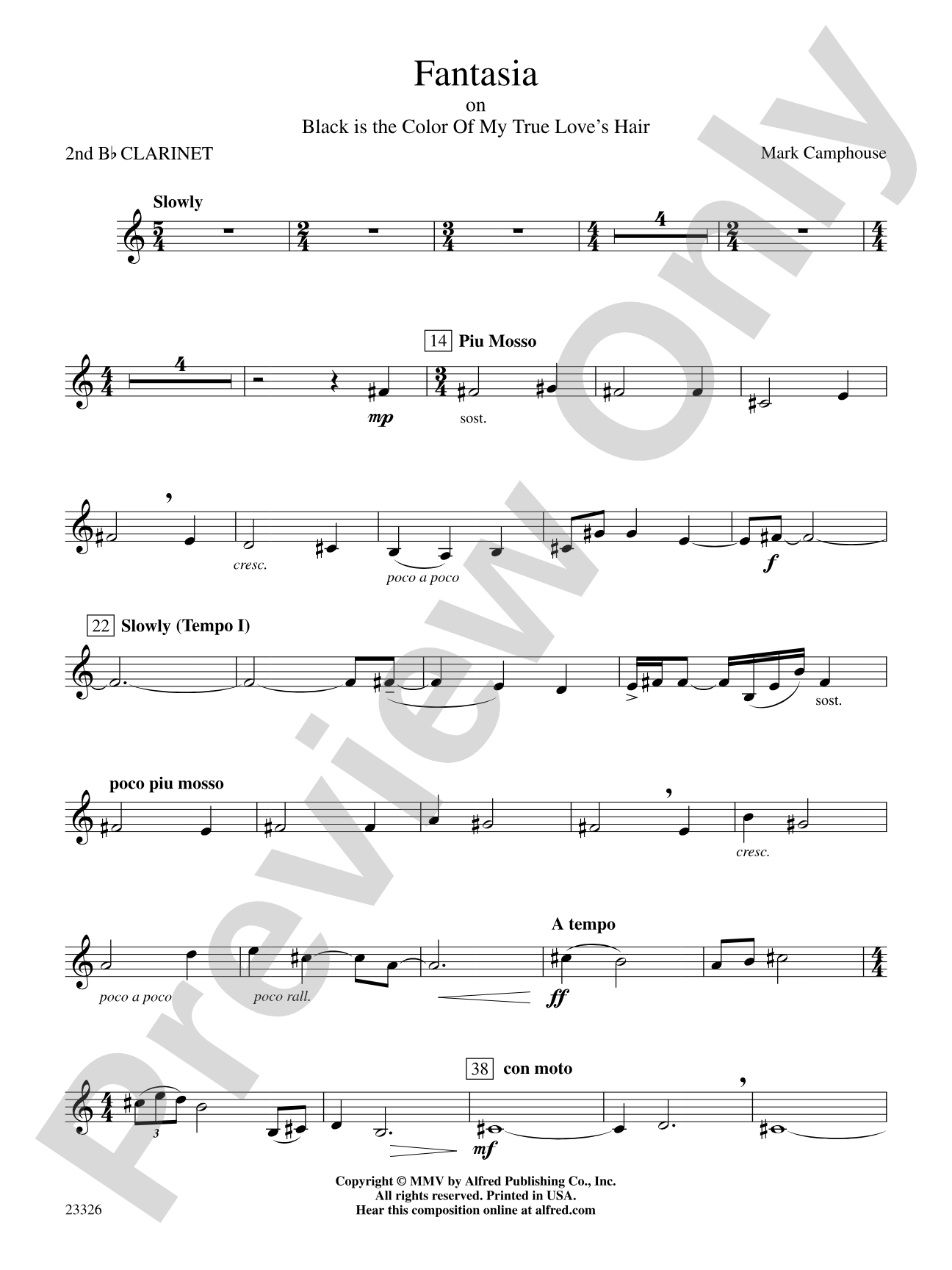 Fantasia (on "Black Is the Color of My True Love's Hair"): 2nd B-flat Clarinet